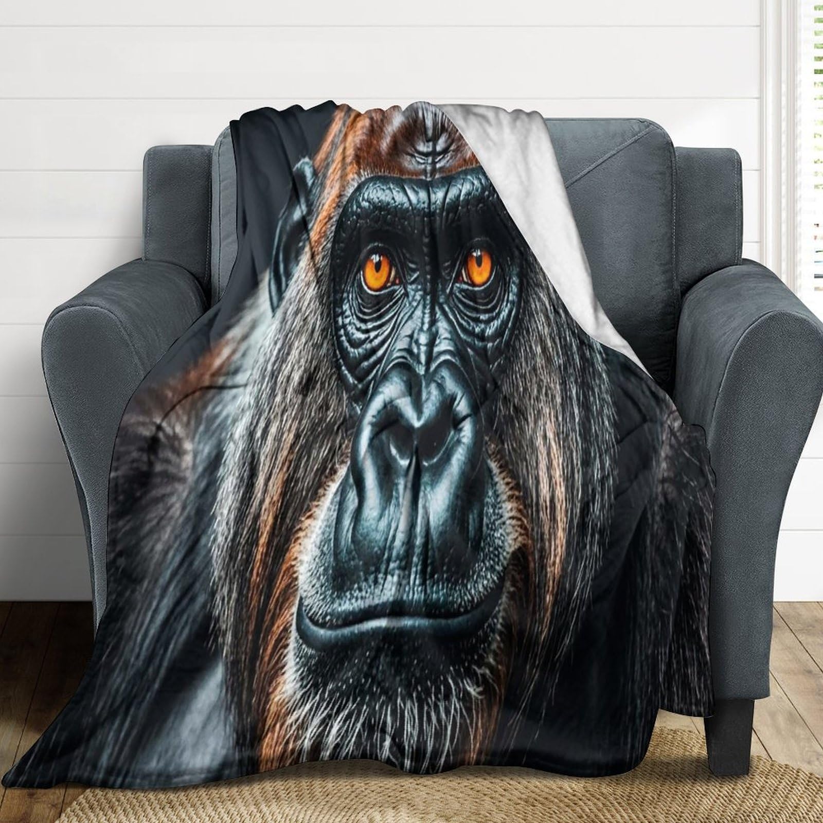 Couverture Gorilla lit flanelle douce plaid léger pour canapé et voyage