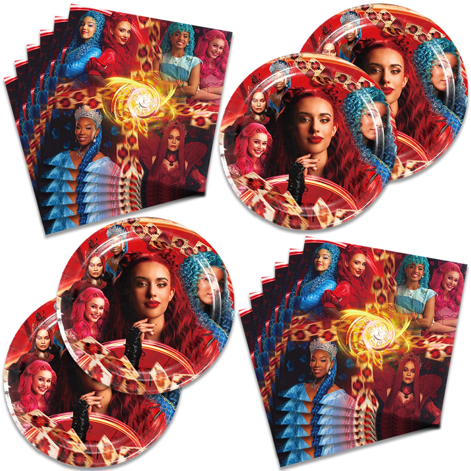 40Pcs Descendant Party Supplies include 20 plates, 20 napkins for the Descendant birthday party Decoration