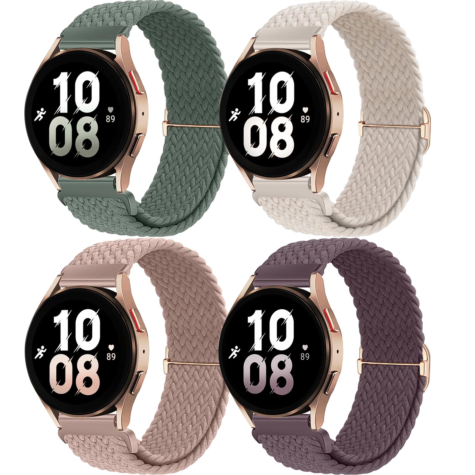 chinbersky 20mm Nylon Geflochtenes Armband Kompatibel mit Samsung Galaxy Watch 4/5/6/7/FE 40mm 44mm Armband/Watch5 Pro/Watch 4&6 Classic/Active 2 40mm 44mm/Watch3 41mm/Gear Sport/Gear S2 Classic