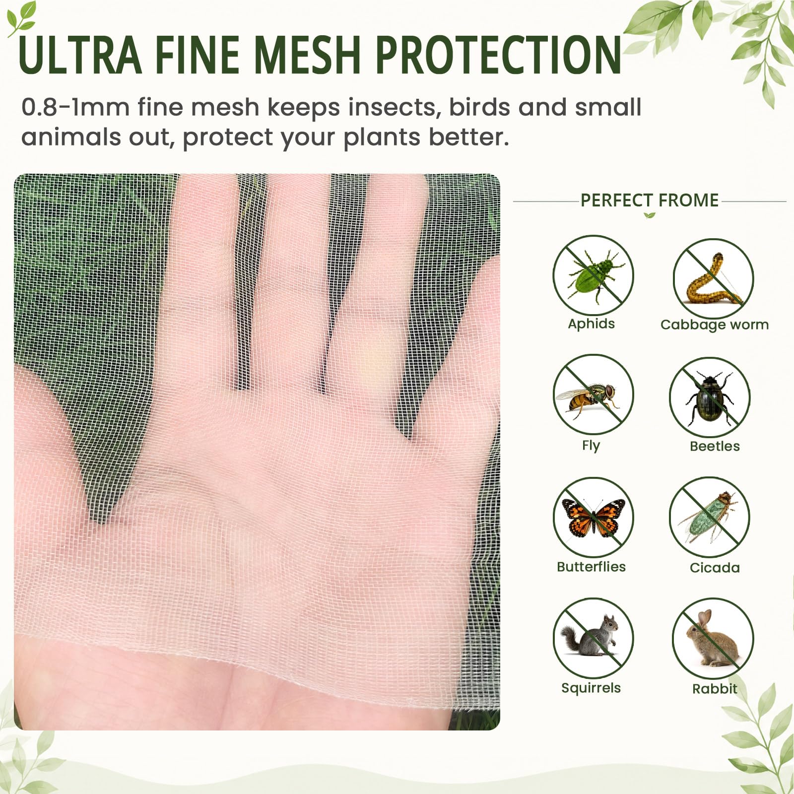 6 m x 7,6 m zanzariera insetti uccelli maglia fine barriera caccia tenda giardino schermo rete per proteggere le vostre piante frutta fiori