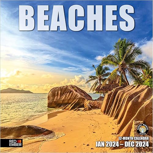 Miniatura 1 de RED EMBER Beaches - Calendario mensual de pared colgante 2024  12 x 24 pulgadas abierto  Regalar  Olas océano hermoso tropical escénico naturaleza
