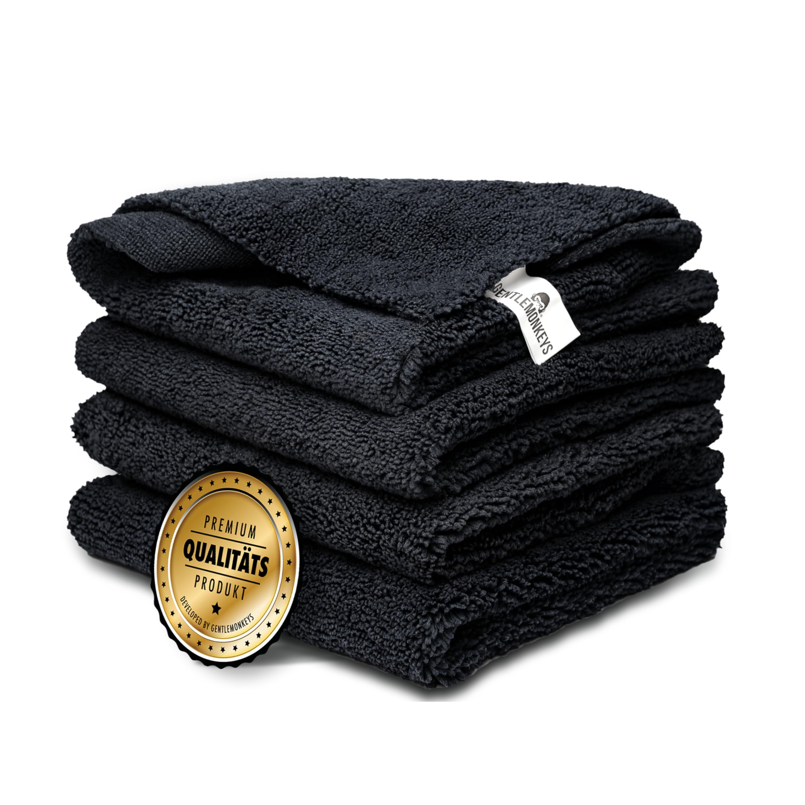 GENTLEMONKEYS Mikrofasertücher Auto (4er Set) • Ultraweiche & saugstarke Doppelflor Trockentücher • Poliertücher für lackschonende & kratzfreie Autopolitur & Autopflege • 40x40cm