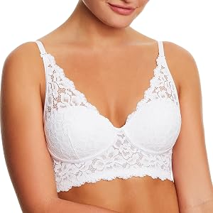 Maidenform Womens Lace Bralette Padded Longline Bralettes Convertible Wireless Bras for Women Plus
