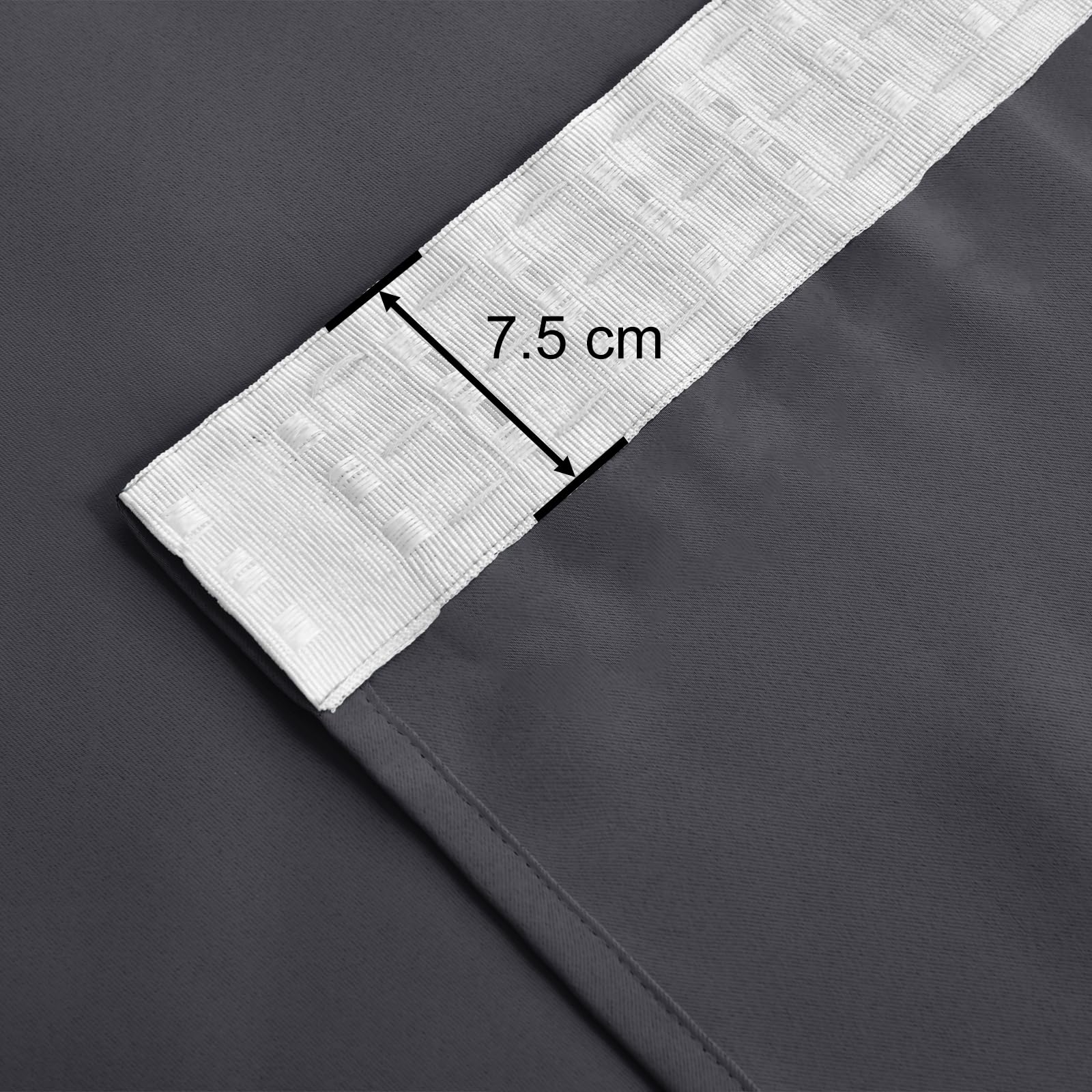 JIUZHEN Opaque Curtains with Ruffle Tape, Blackout Curtains, Living Room, Bedroom, Thermal Curtain, Dark Grey - Image 4