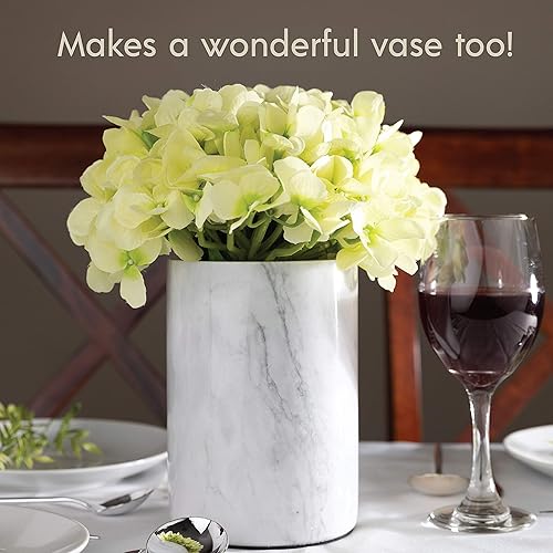 Miniatura 8 de Homeries Cubo enfriador de vino de mármol, enfriador de vino y champán para fiestas, cenas, mantiene el vino y las bebidas frías, enfriadores
