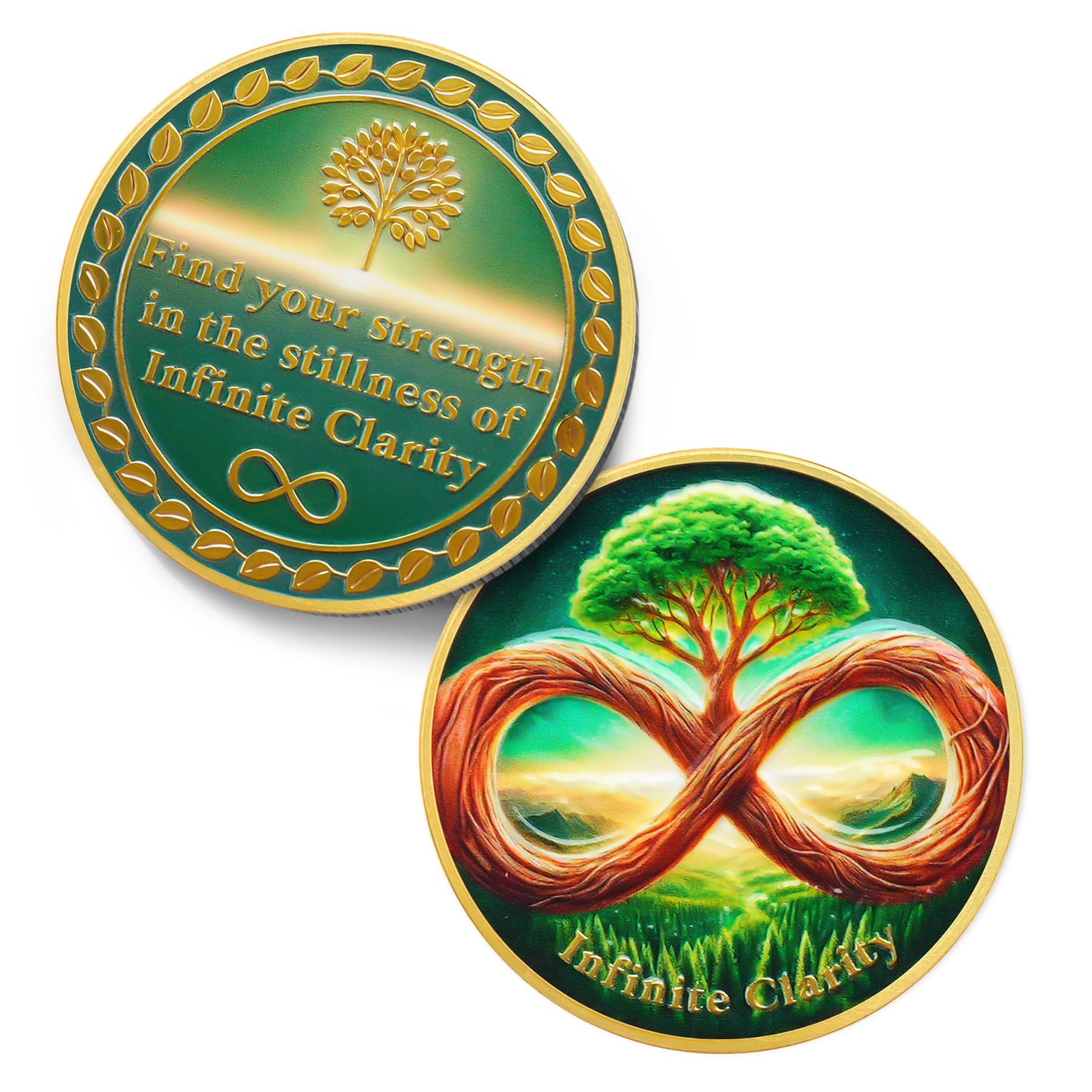 Infinite Growth Tree of Life Sobriety Coins - Green Forest Addiction Recovery AA Coin - Affirmation NA AA Chips and Medallions - Celebrate Sober