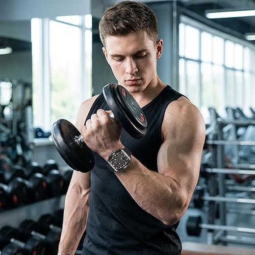 Miniatura 4 de SMAEL Relojes para hombre único cuadrado negro reloj de pulsera con pantalla digital analógica doble hora cronómetro Punk Cool diseño 5ATM