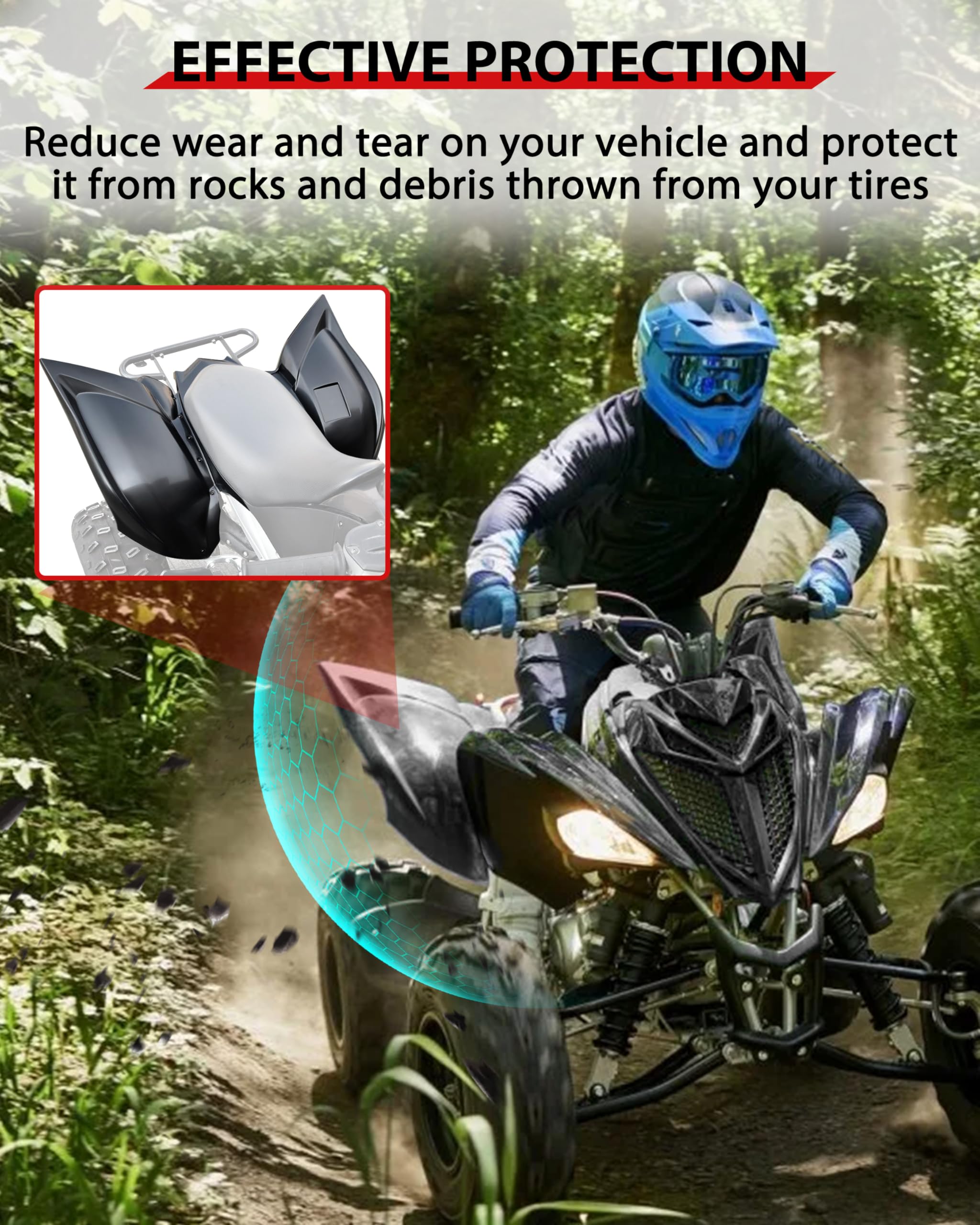 Rear Fender Flares for Raptor 700, Black Rear Mud Flaps Mud Guards Extension for Yamaha Raptor 700 700R 2013-2025 Accessories