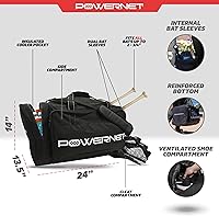 Vista 3 de PowerNet Pro Duffle Bag, Softball Baseball Bag, Baseball Gear Bag, Baseball Bat Bag with Internal Bat Sleeves, Baseball Bags with Padded Strap &