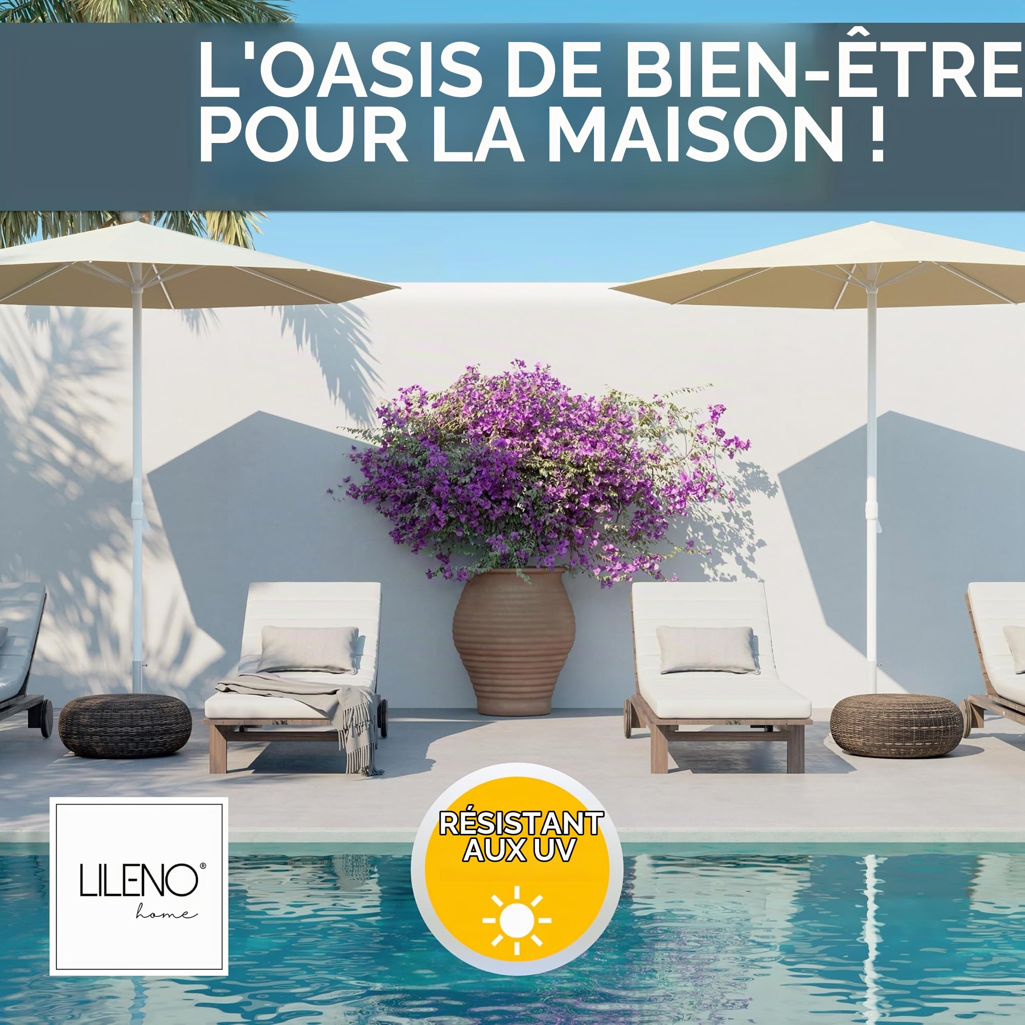 LILENO HOME MIA Coussin pour chaise longue de jardin - 1 pièce - Chaise longue à roulettes - Taupe - Idéal pour chaise longue de plage - Rembourré - 188 x 60 x 5 cm