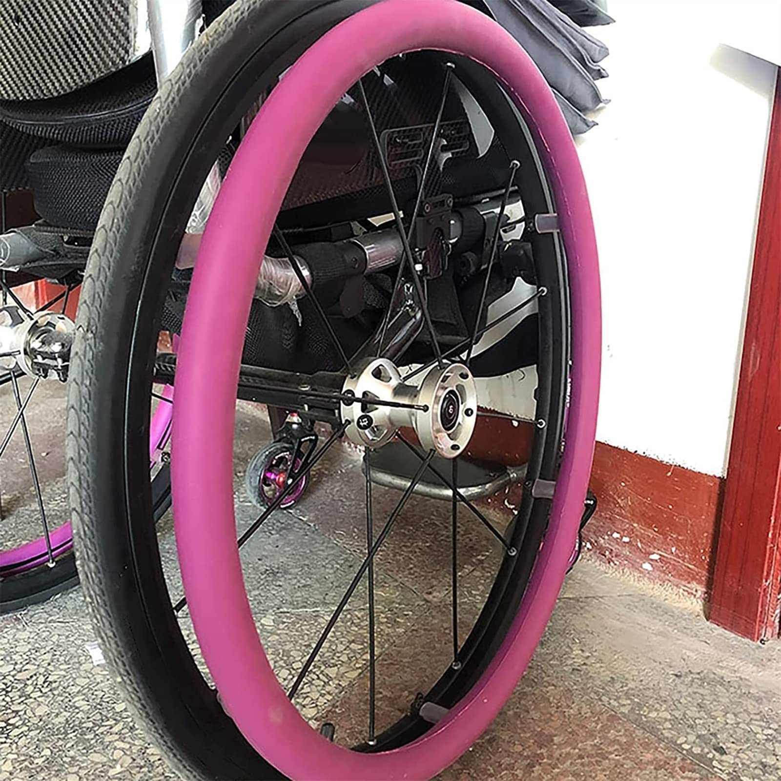 Funda para Silla de Ruedas, Funda Protectora para Rueda Trasera para Silla de Ruedas, Accesorios para Silla de Ruedas, 1 par de Fundas Antideslizantes y Resistentes al Desgaste (Color: Rosa, tamaño: