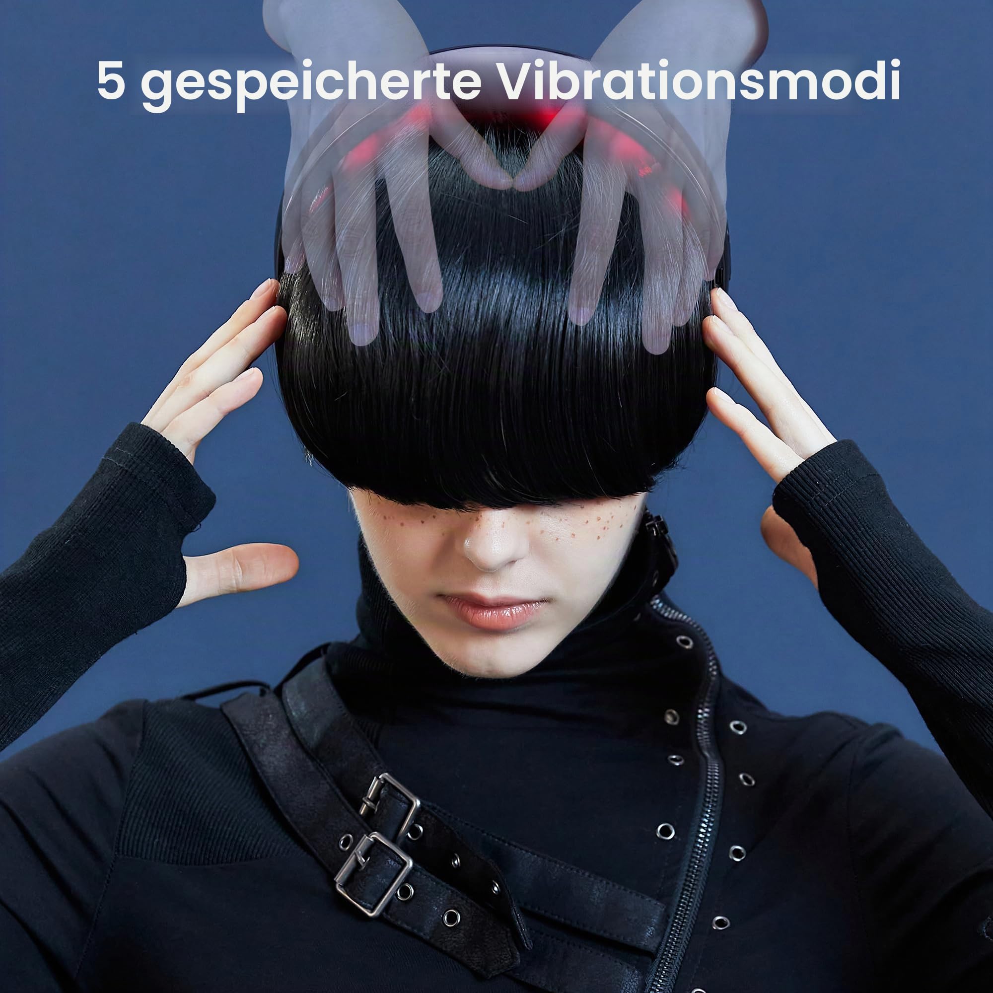 H2 Kopfhautmassagegerät mit Vibration Laser Therapie Ultraleicht und Tragbar Lindert Kopfschmerzen verbessert das Haarwachstum Blau