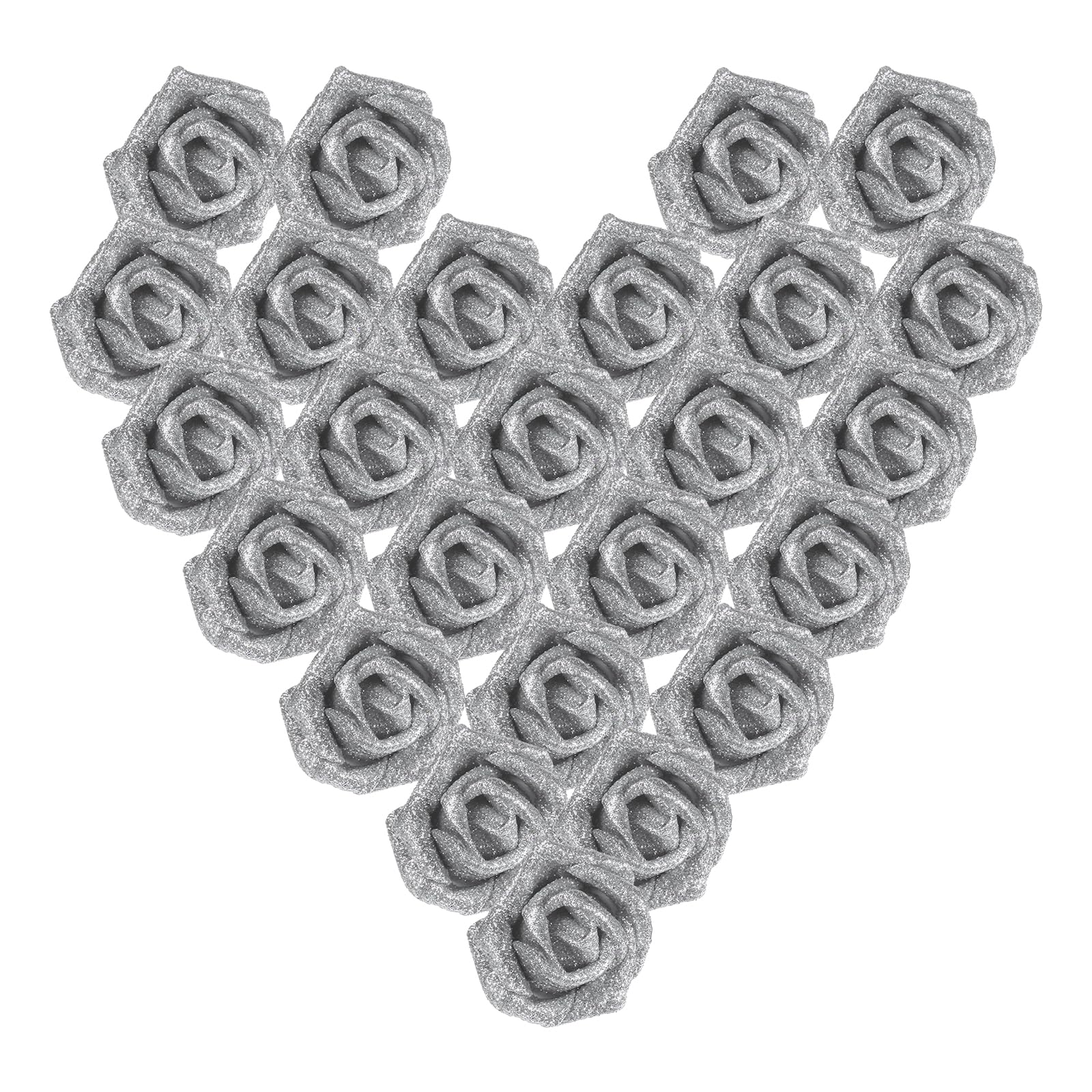 Fleurs Artificielles en Mousse Aspect Réel Argent Rose Pailletée