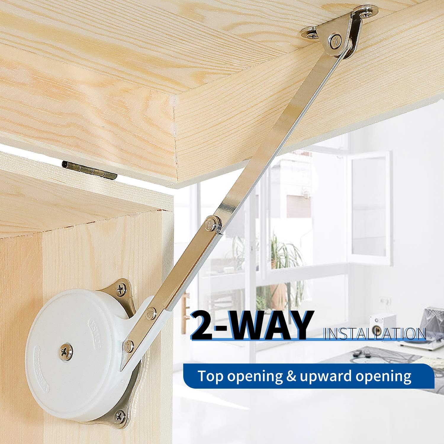 Lid Stay Hinge Soft Close Safety Lid Support Toy Box Hinge 25-50lb for Toy Box Kitchen Cabinet Wardrobe of Top-Upward Opening & Top Flap Doors