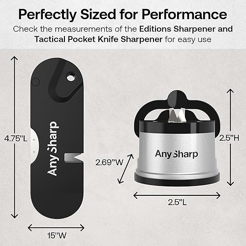 Miniatura 8 de AnySharp Paquete de afiladores de cuchillos, afila cocina, táctico, cuchillos de caza, seguro, con una sola mano, portátil, arrancador de fuego,