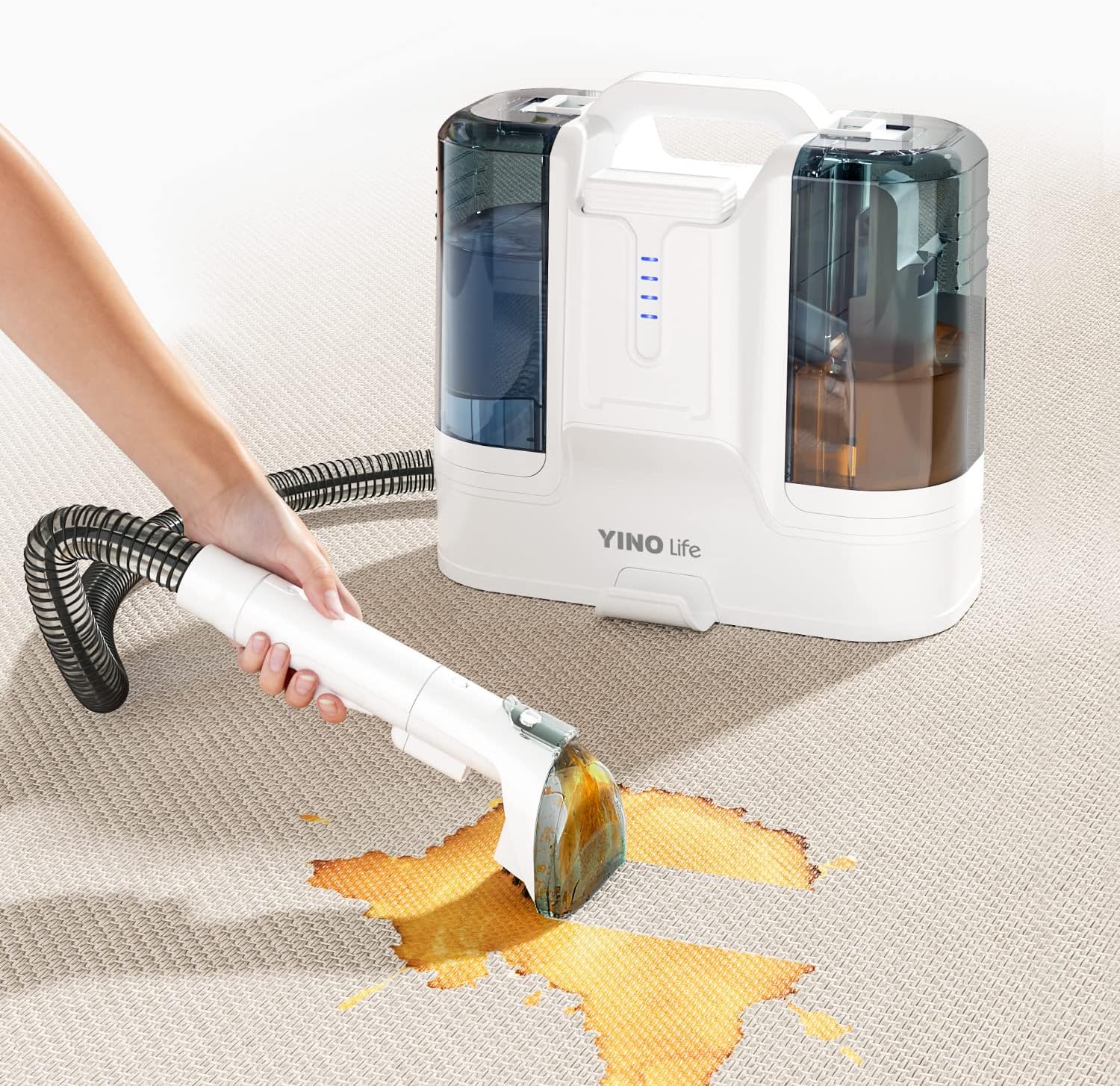 Amazon 【2023新登場】HiKiNS カーペットクリーナー 絨毯ソファークリーナー 14000Pa強力吸引 温水/洗剤対応