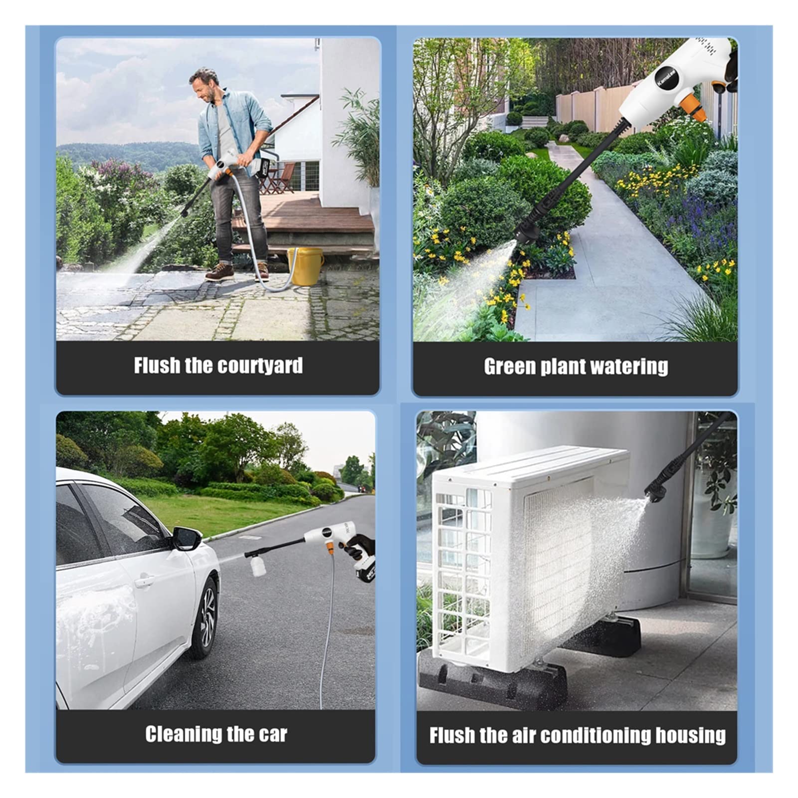 Pistola a spruzzo, Idropulitrice Elettrica Senza Fili Da 120 Bar Pistola Ad Acqua For Lavaggio Auto Ricaricabile A Spruzzo For Batteria 18V(No Battery)