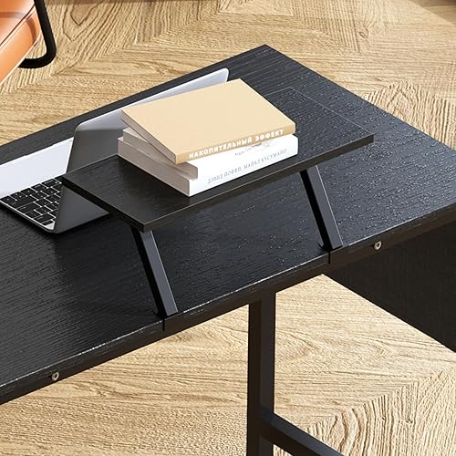 Miniatura 5 de soges Escritorio en forma de L con bolsa de almacenamiento lateral, escritorio de computadora en forma de L de 59 pulgadas con soporte para monitor,