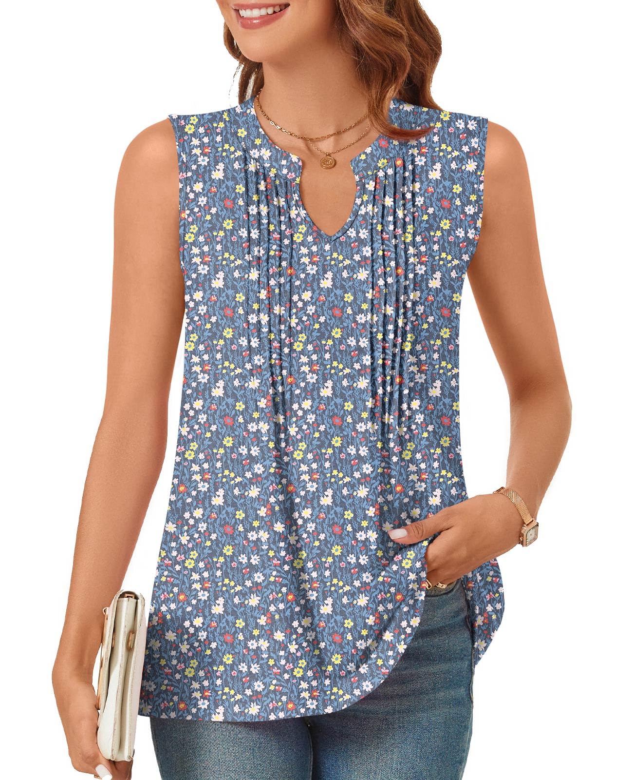 Bestbee Women's Tank Tops Dressy Casual 2025 Summer Blouses Business Shirts V Neck Sleeveless Tunic Tops