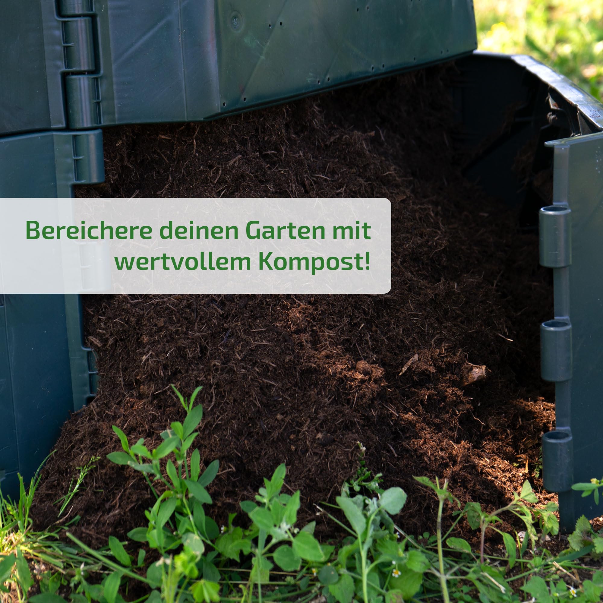 Thermokomposter 340L Komposter Garten – UV-beständig, wetterfest & stabil – Schnellkomposter mit Belüftungssystem für effiziente Kompostierung – Easy-Lock Montage ohne Werkzeug – Made in Österreich