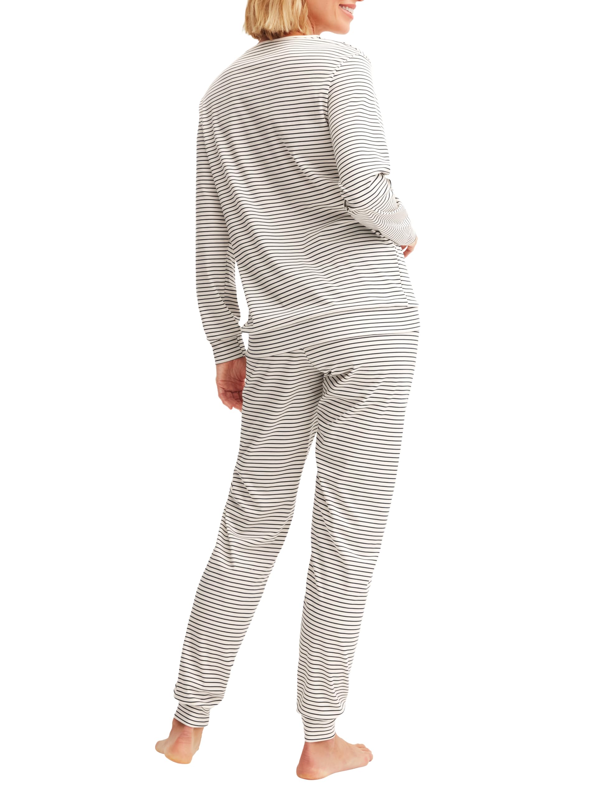 CALIDA Sweet Dreams Bündchen-Pyjama Damen | Schlafanzug aus 100% Baumwolle, Hose mit stoffbezogenem Gummibund