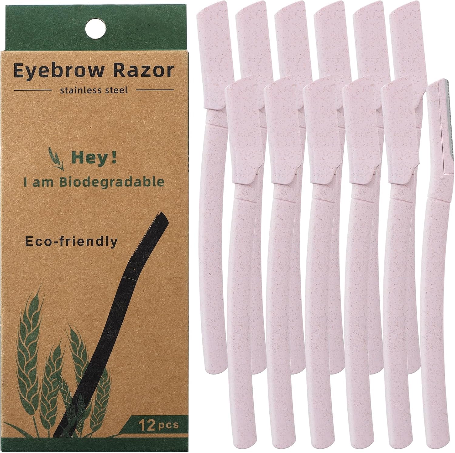Lanjue 12 Stück Augenbrauenrasierer, Gesichtsrasierer Frauen Herren Eyebrow Shaper Mehrzweck Peeling Gesicht Rasiermesser mit Sanfter Klinge für Augenbrauen Flaumhaare Feine Körperhaare, Rosa