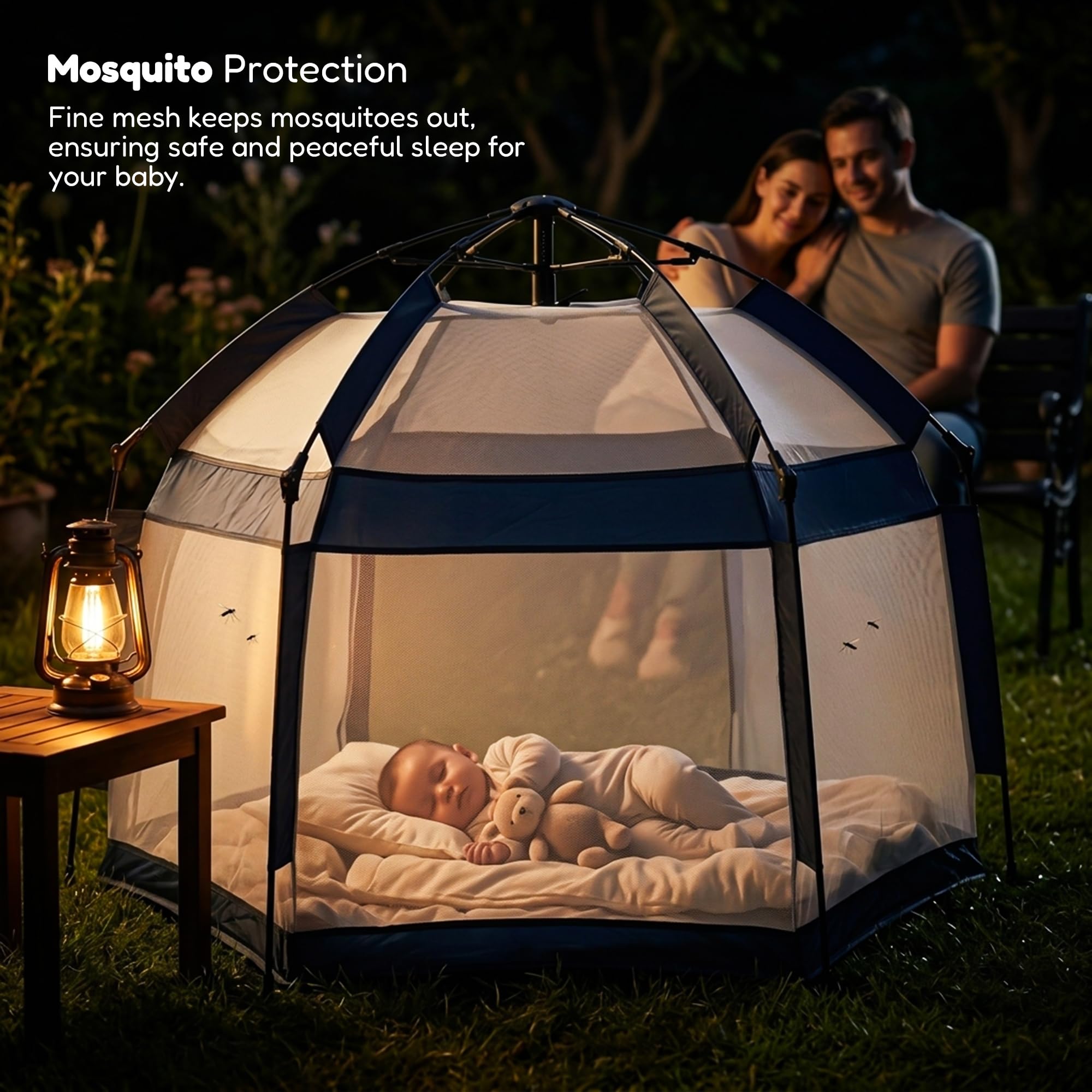 Baybee 140 x 110 Cm JoyNest Kids Playpen for Babies Up to 5 Years | Foldable Playard for Babies with Mosquito Protection & Zipper Lock | Baby Indoor & Outdoor Play Area Setup with Hexagon shape for Extra Space (Green) 3
