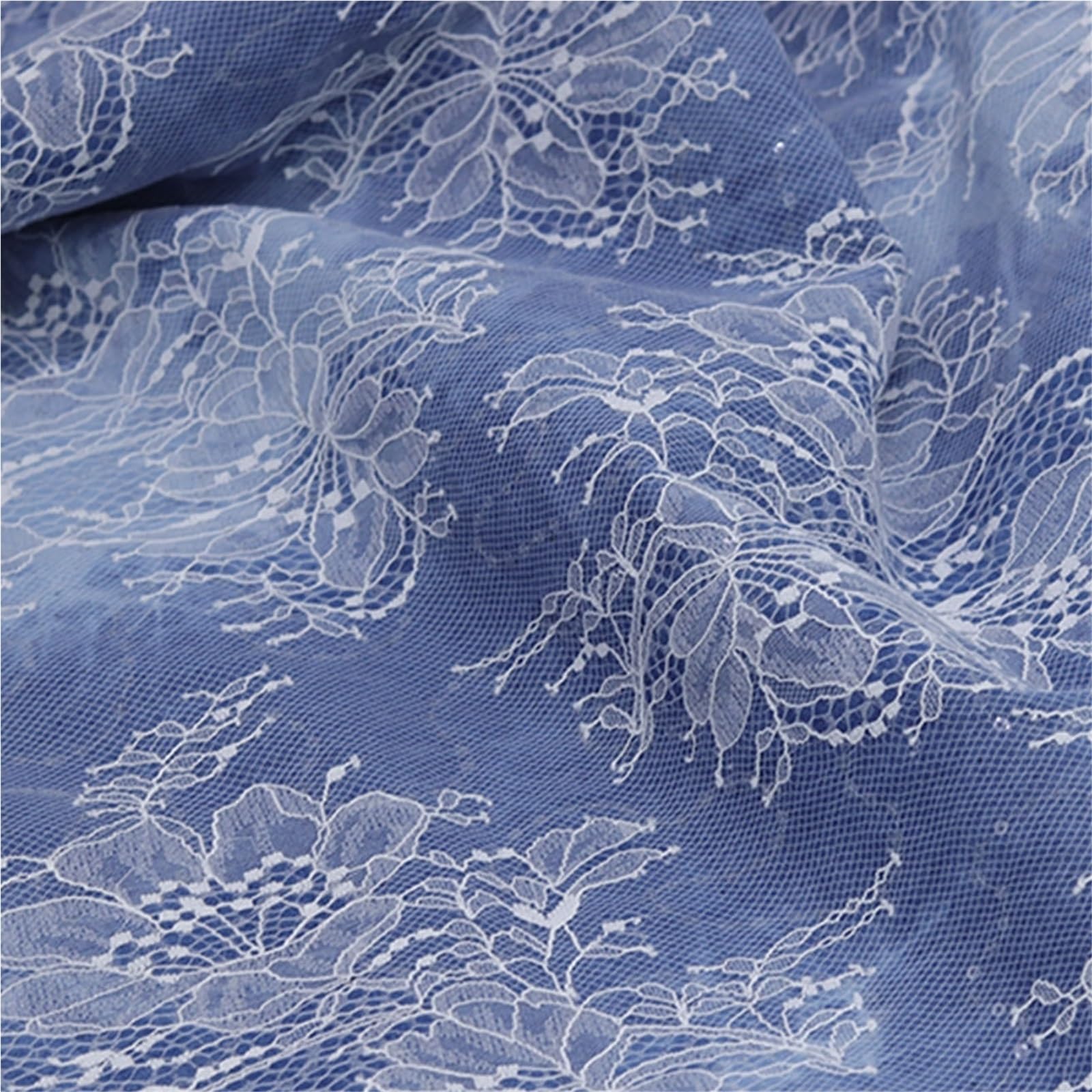Haftowana tkanina bawełniana, Tkanina dżinsowa wielokolorowa 1 metr(Light Blue)