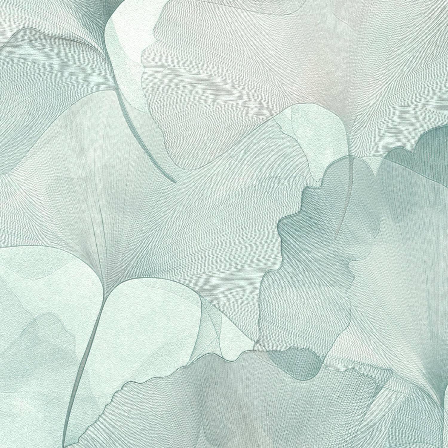 Teal Blue Ginkgo Leaf Vinyl Wallpaper Soft Green Blue Paste The Wall Modern