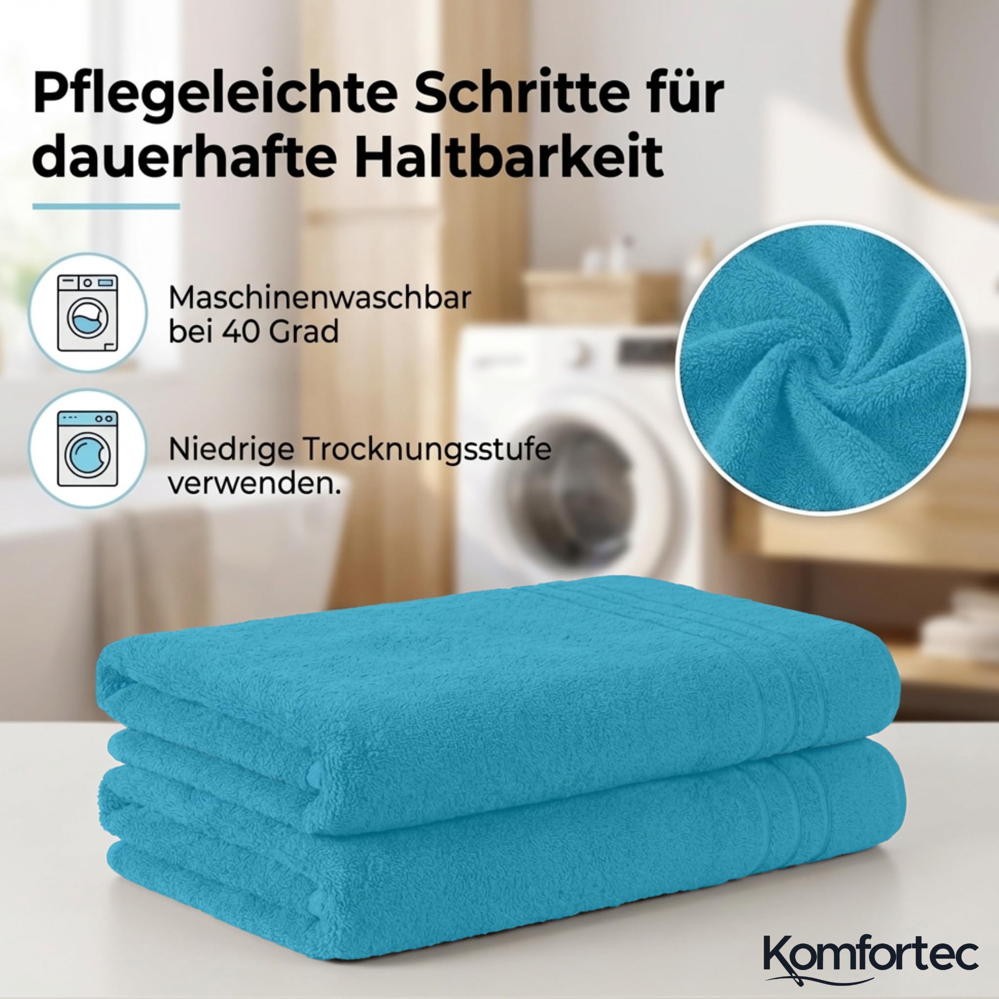 Komfortec Badetuch 100x200 cm aus 100% Baumwolle – Bild 3