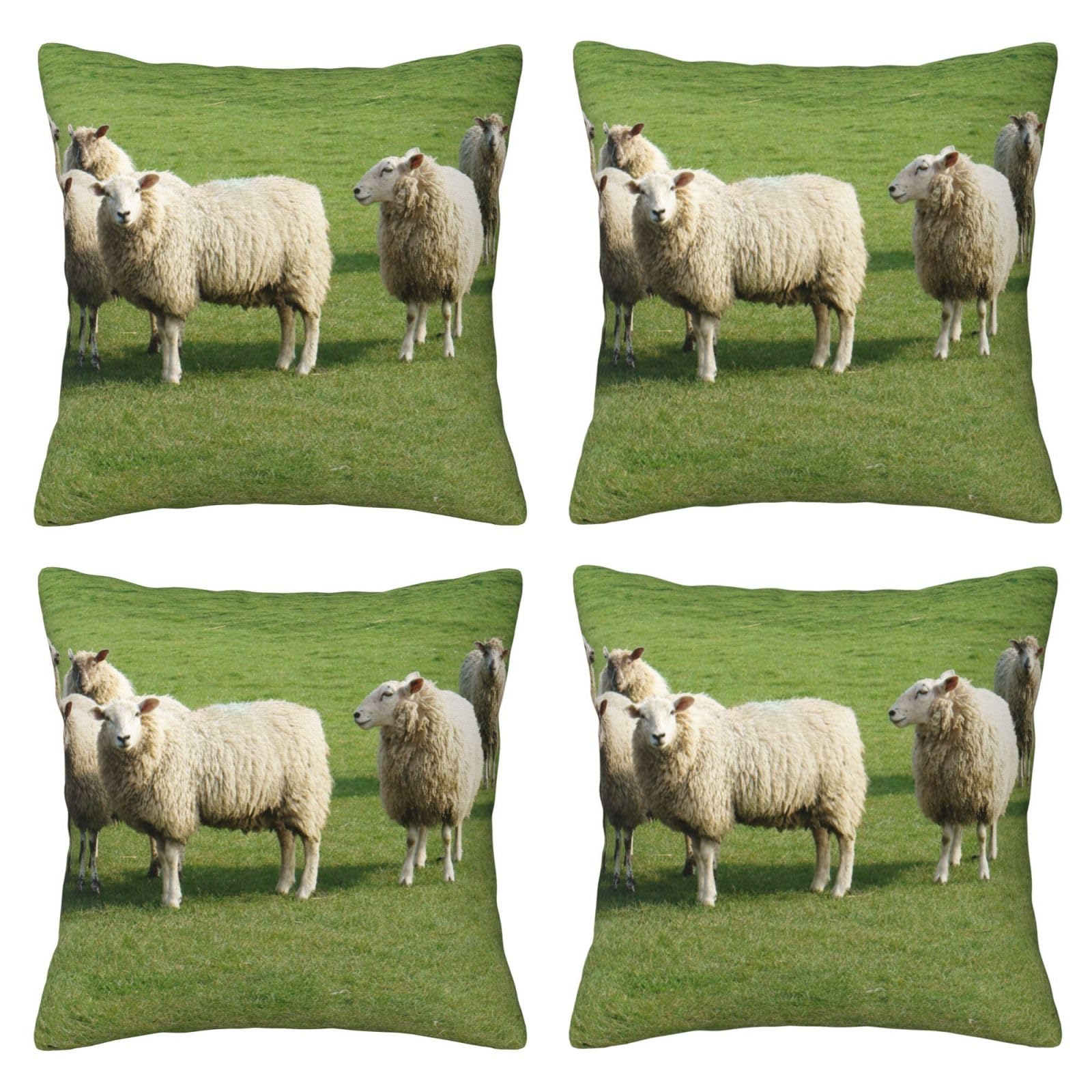 Housse de coussin décorative carrée douce 45x45 motif agneau de salon