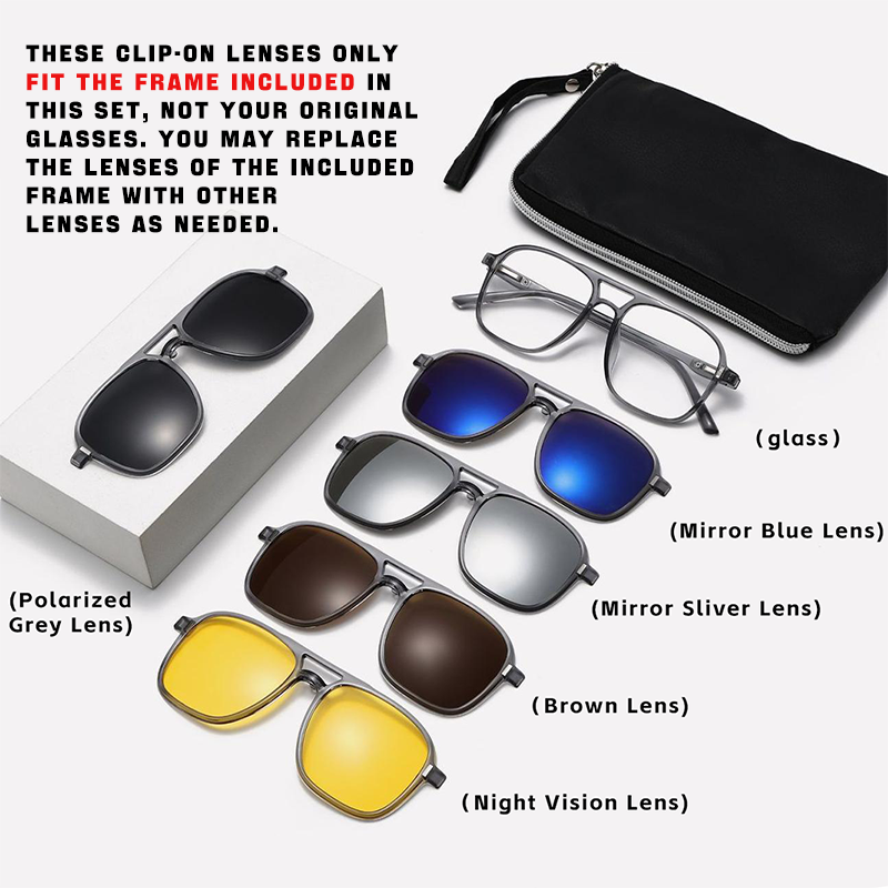 Amazon.com: Chakralux Magnetic 5Pcs Clip-On Sunglasses Set for Men