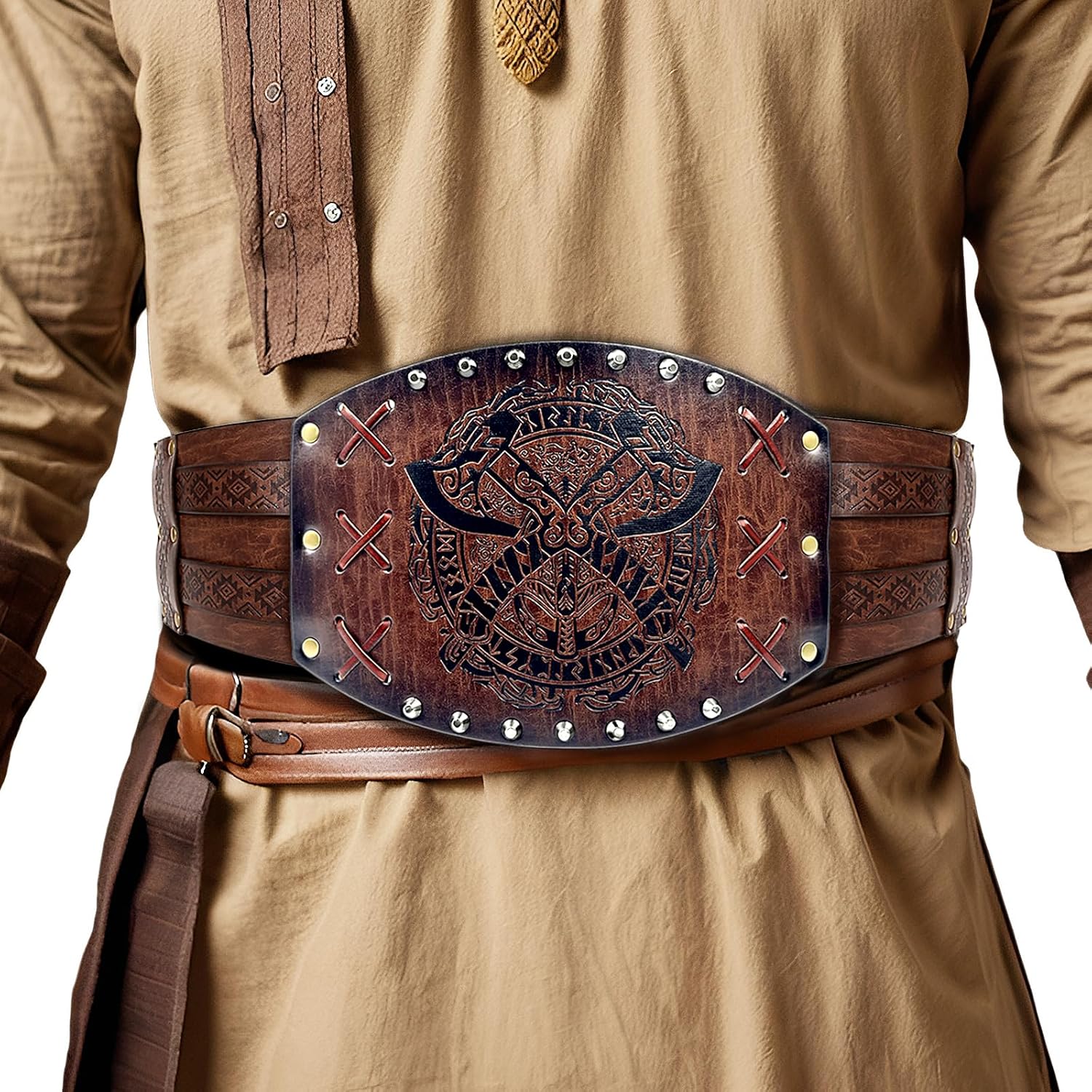 Medieval Viking Wide Belt Faux Leather Armor Knight Corset Belt for LARP Christmas Gifts Costume