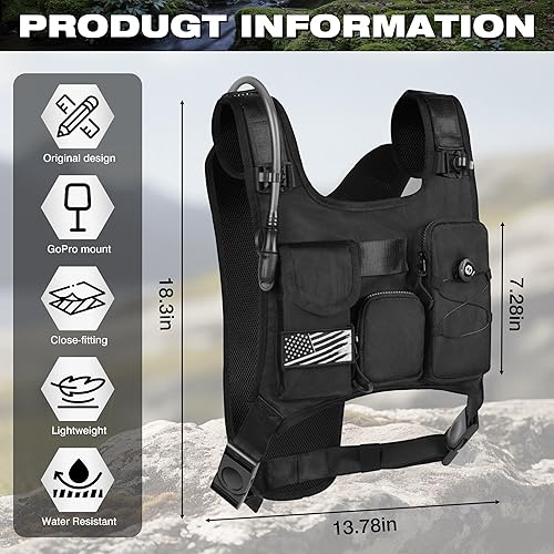 Miniatura 2 de OUTSKIRT Mochila de hidratación para correr, ligera, ajustable, con bolsa de agua de 2 litros, bolsa de hidratación para senderismo, ciclismo, caza