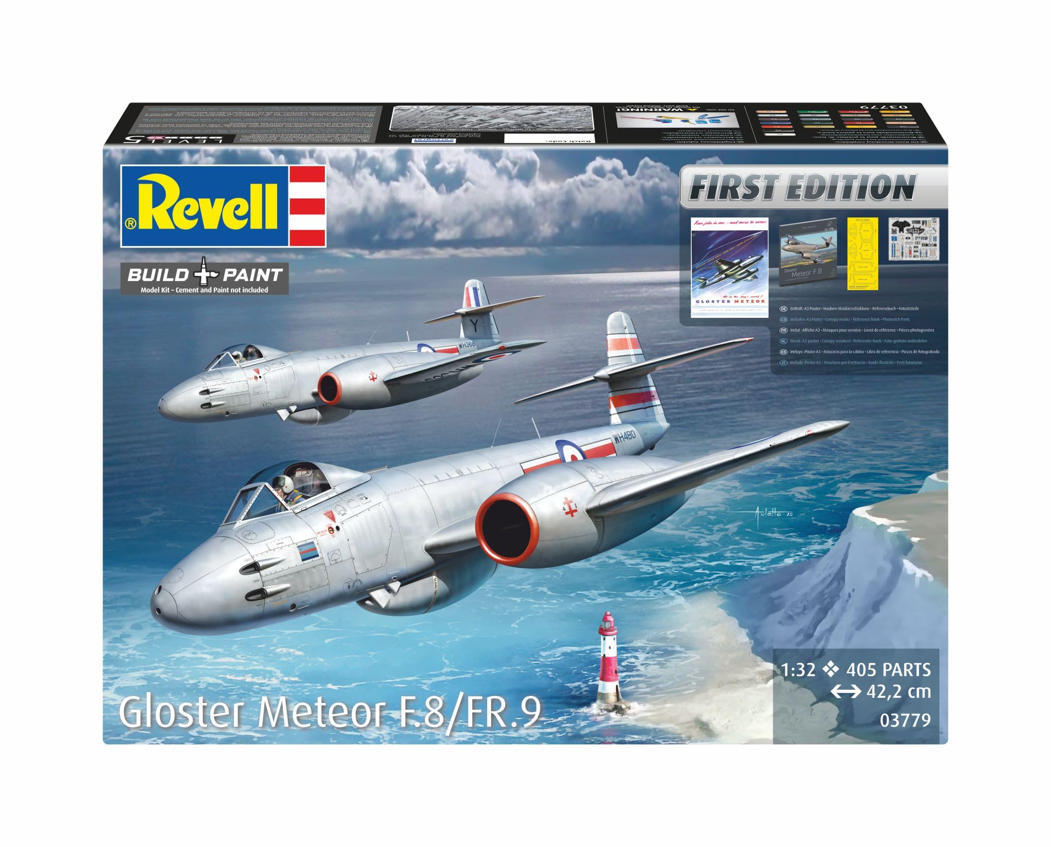 Revell Gloster Meteor F.8/FR.9 - Kit modellino in plastica non verniciata, scala 1:32, 03779