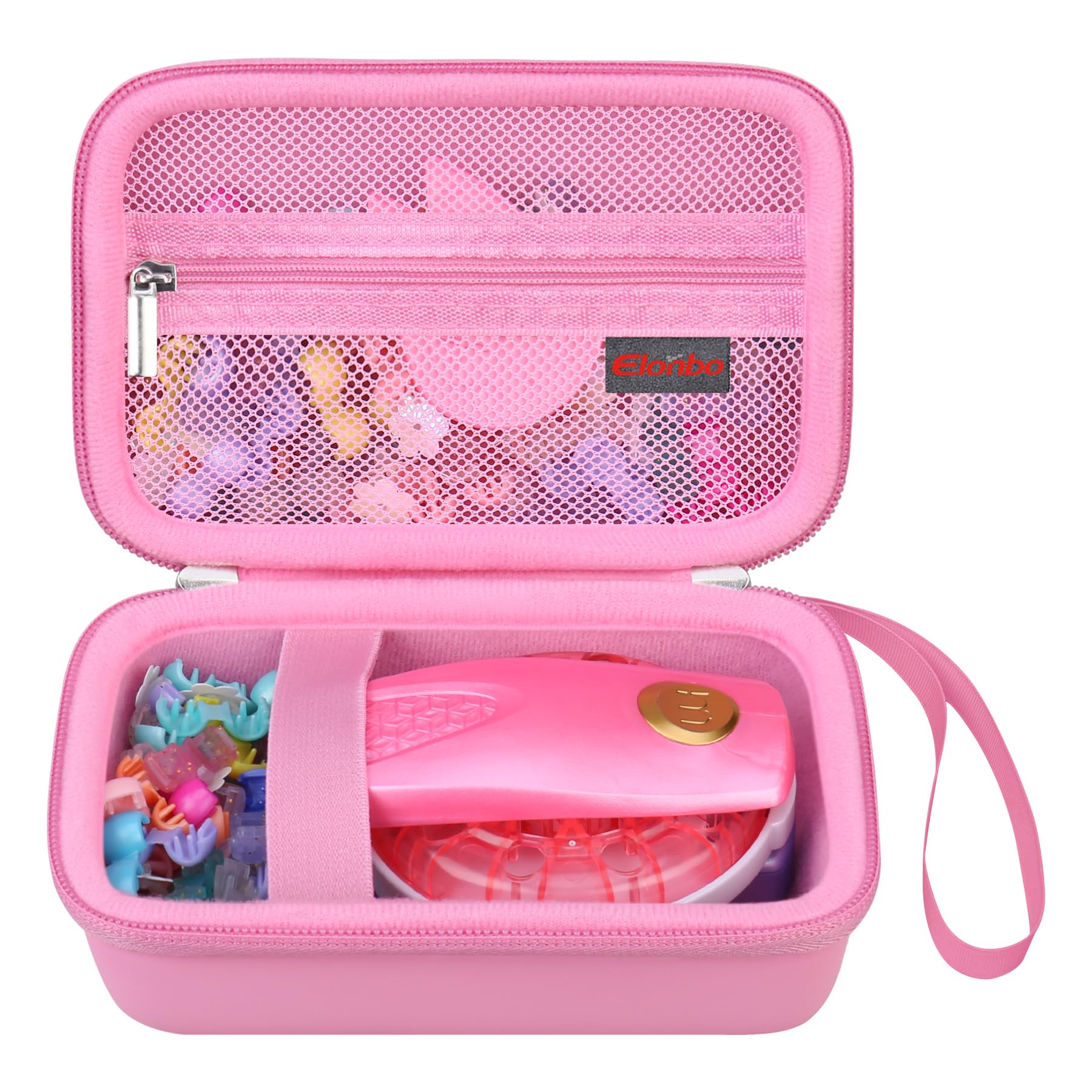 Elonbo Carrying Case for Make It Real Snap N' Glam Hair Styling Set, Girls Hair Styling Tool Storage Bag, Butterfly Gem Travel Organizer, Pocket fits