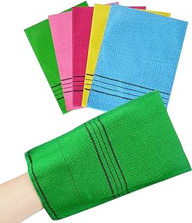 6 Pcs Exfoliating Washcloth, Korean Exfoliating Mitt Stocking Stuffers for Women Colorful Korean Exfoliating Cloth for Removing Dry, Large Size Exfoliating Body Scrubber (5 Color)