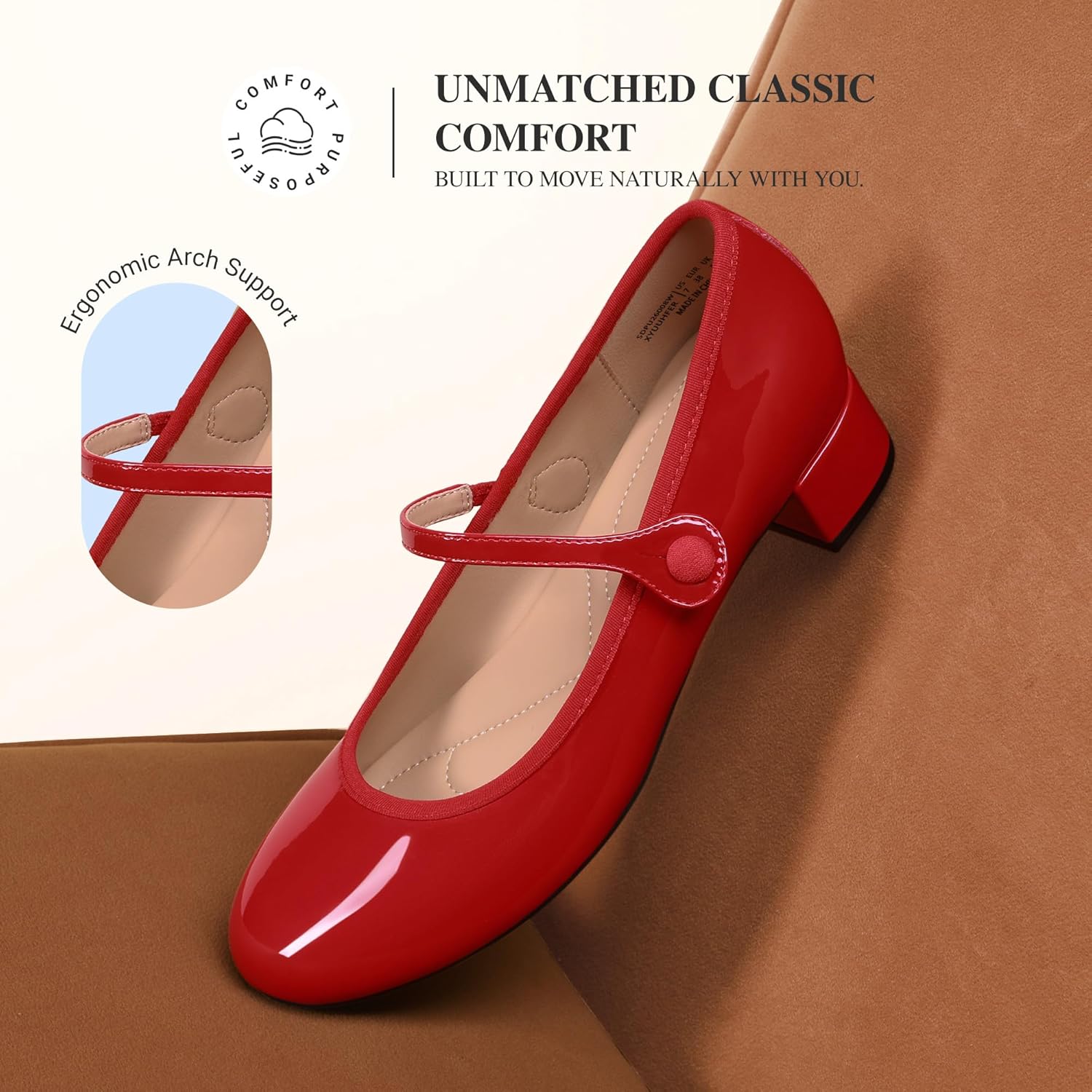 DREAM PAIRS Women's Mary Jane Chunky Low Heels Comfortable Slip on Dress Shoes for Women Closed Round Toe Casual Cute Work Pumps Flats Shoes - Image 8