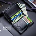 BULLCAPTAIN Large Capacity Genuine Leather Bifold Wallet/Credit Card Holder for Men with 15 Card Slots QB-027