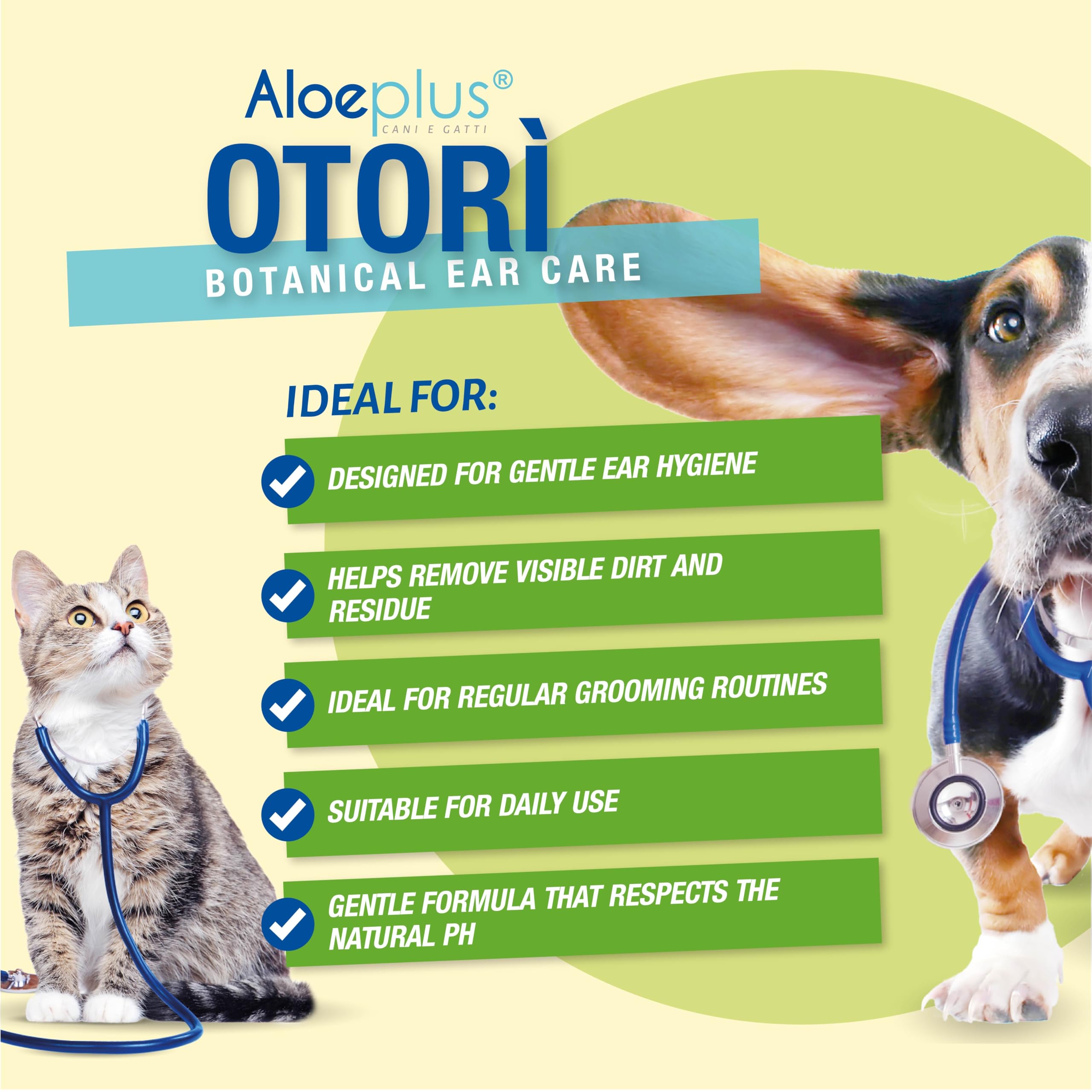 ALOEPLUS Otorì Detergente Orecchie Cane 125ml - per Pulizia Orecchie Cane e Gatti, 100% Naturale Aloe Arborescens BIO, Tea Tree Oil, Azione Emolliente e Lenitiva contro Prurito Cane (1.Confezione)