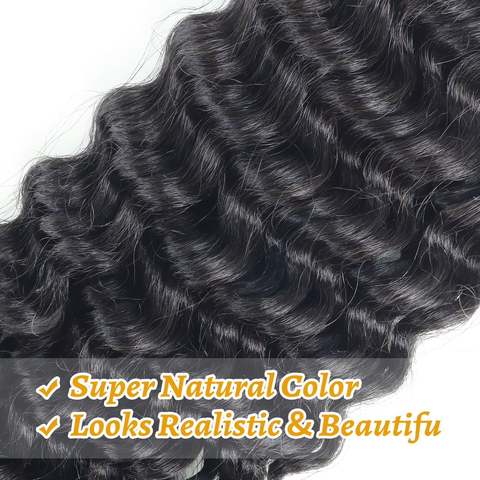 Ainimiu Human Braiding Hair 2 BunDreadlockes Total 100g 14 Inch Deep Wave Natural Black Bulk Human Hair for Braiding No Weft Brazilian Virgin Curly Hair Extensions for Boho Braids - Image 4