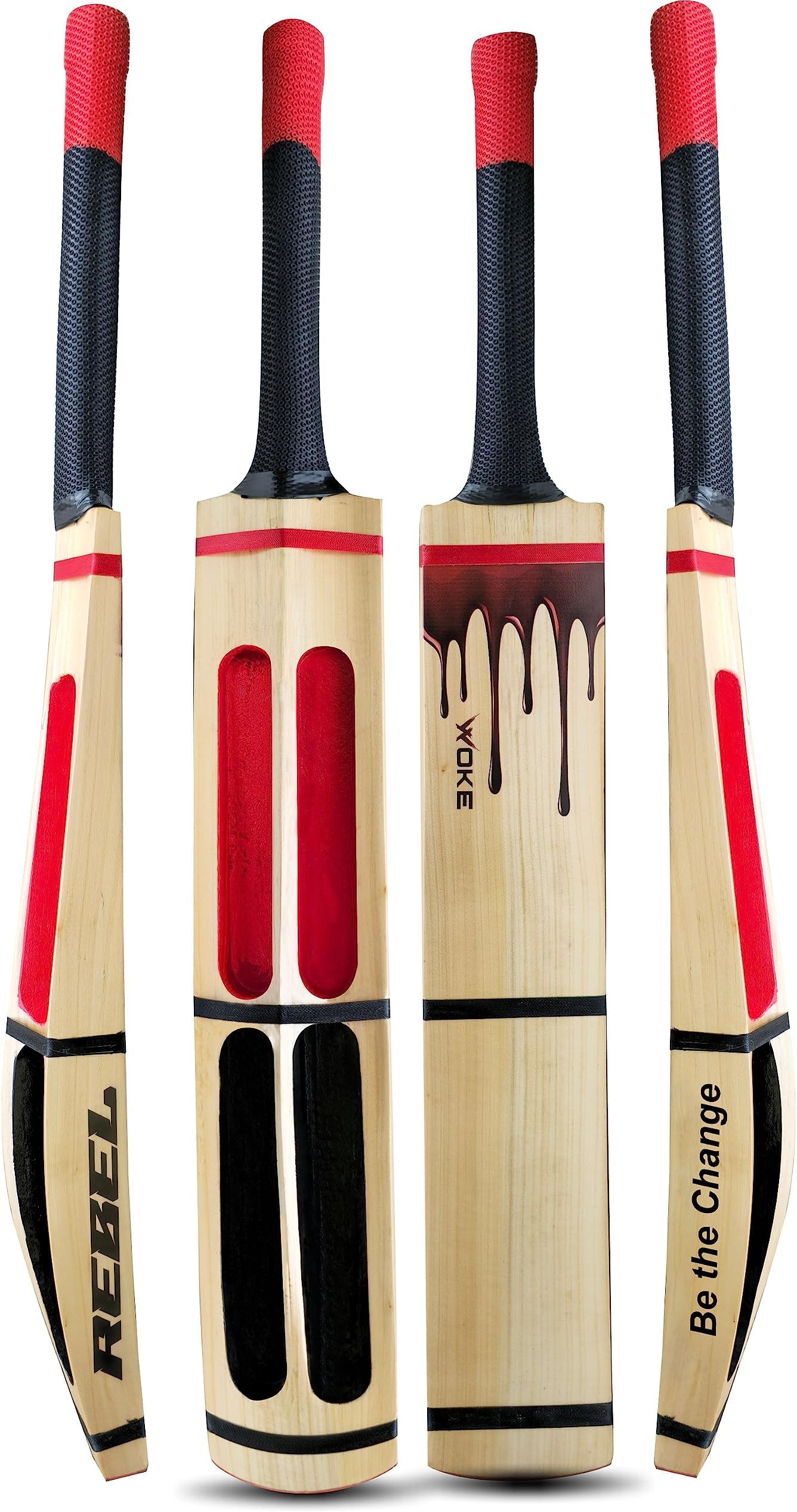 WOKERebel Premium Kashmir Willow Scoop Cricket Bat, 34 x 4.5 inches, Full Size, Suitable for Soft/Hard Tennis Cricket Ball, for Kids/Junior/Senior/Boys/Girls & Adults