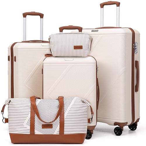 CONCEPTEN Luggage Set 5 Piece, Hardside Spinner Suitcases with Wheels
