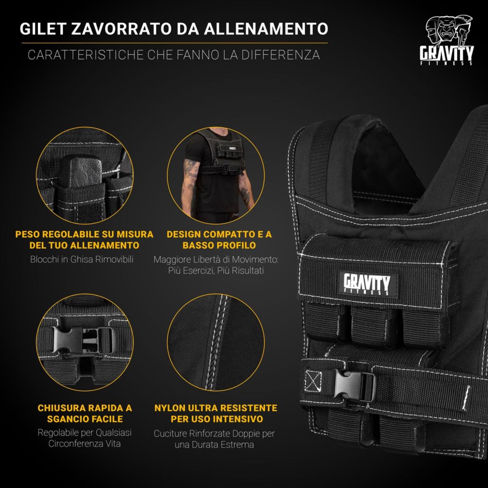 Gravity Fitness Weighted Vest - 15kg - 20kg - Fully Adjustable. Calisthenics, Crossfit, Strength Training, Home And Commercial Use.