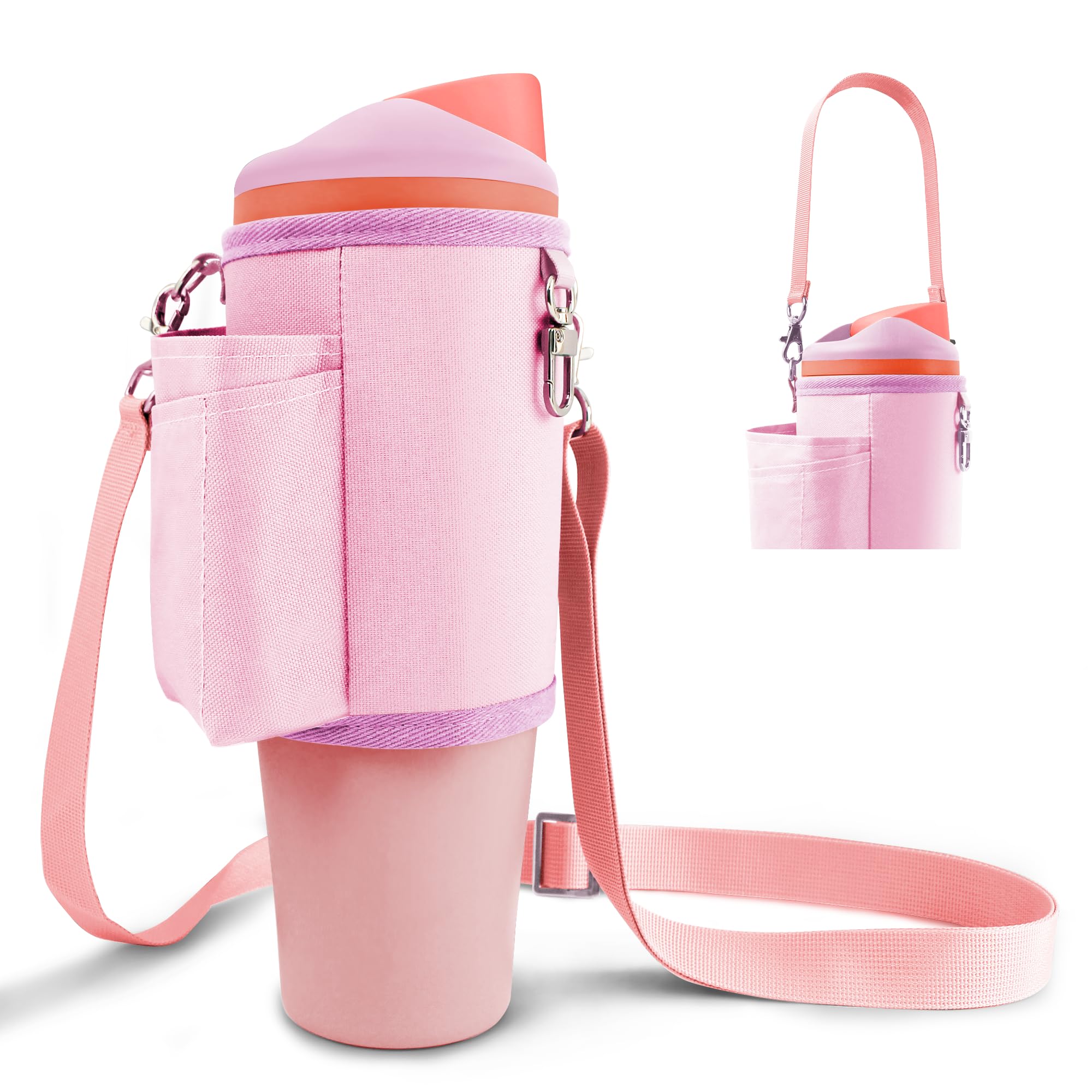 Owala Water Bottle Carrier Bag with Phone Pocket & Chapstick Holder - Adjustable Crossbody Strap for 40oz FreeSip Tumble