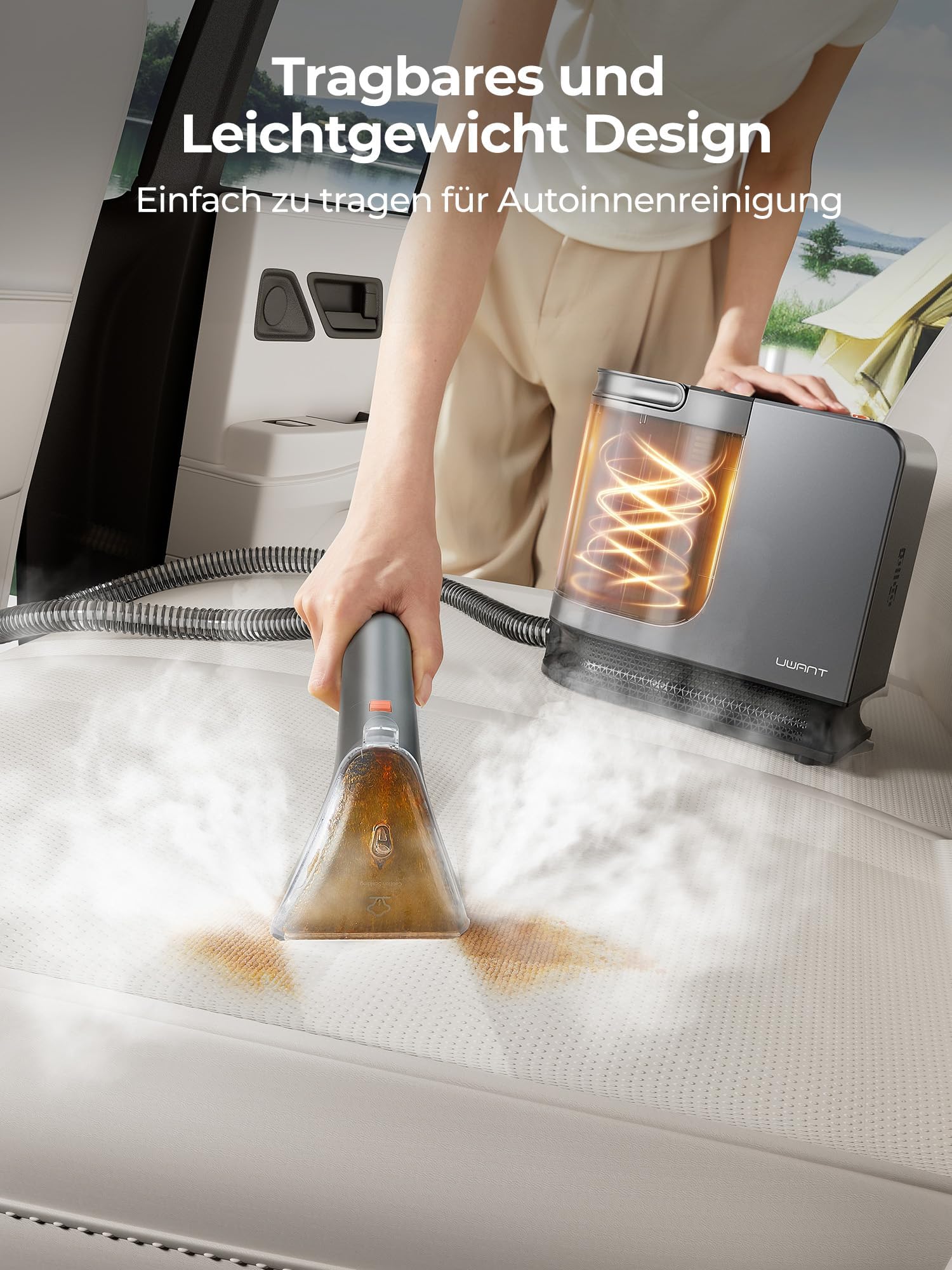 Uwant B400 Teppichreinigungsmaschine mit Dampf- und Heizsystem 18kPa Leistungsstarker Polsterdampfreiniger mit exklusiven Werkzeugen und Reinigungslösung Teppichreiniger Fleckenreiniger für Haustiere