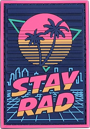 CAT Outdoors Parche de PVC Stay Rad  Parche Morale PVC  Parches Cyberpunk  Parches geniales  Parches retro  Parches de los años 80 para chaquetas