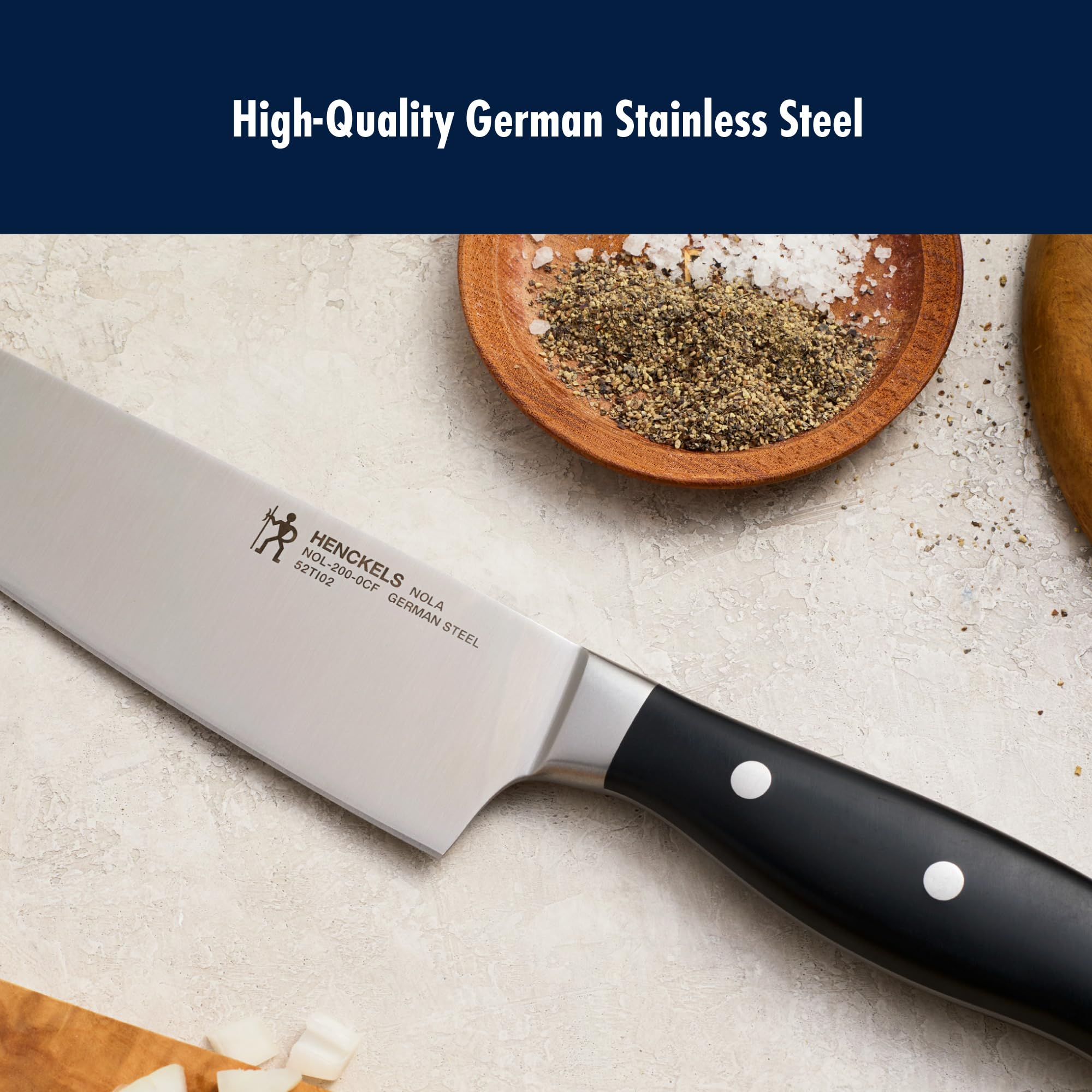 HENCKELS x EMERIL Lagasse The Nola Collection Razor-Sharp German 8-inch Chef's Knife,Made in Company-Owned German Factory with Special Formula Steel perfected for almost 300 Years, Dishwasher Safe — Amazon image 3