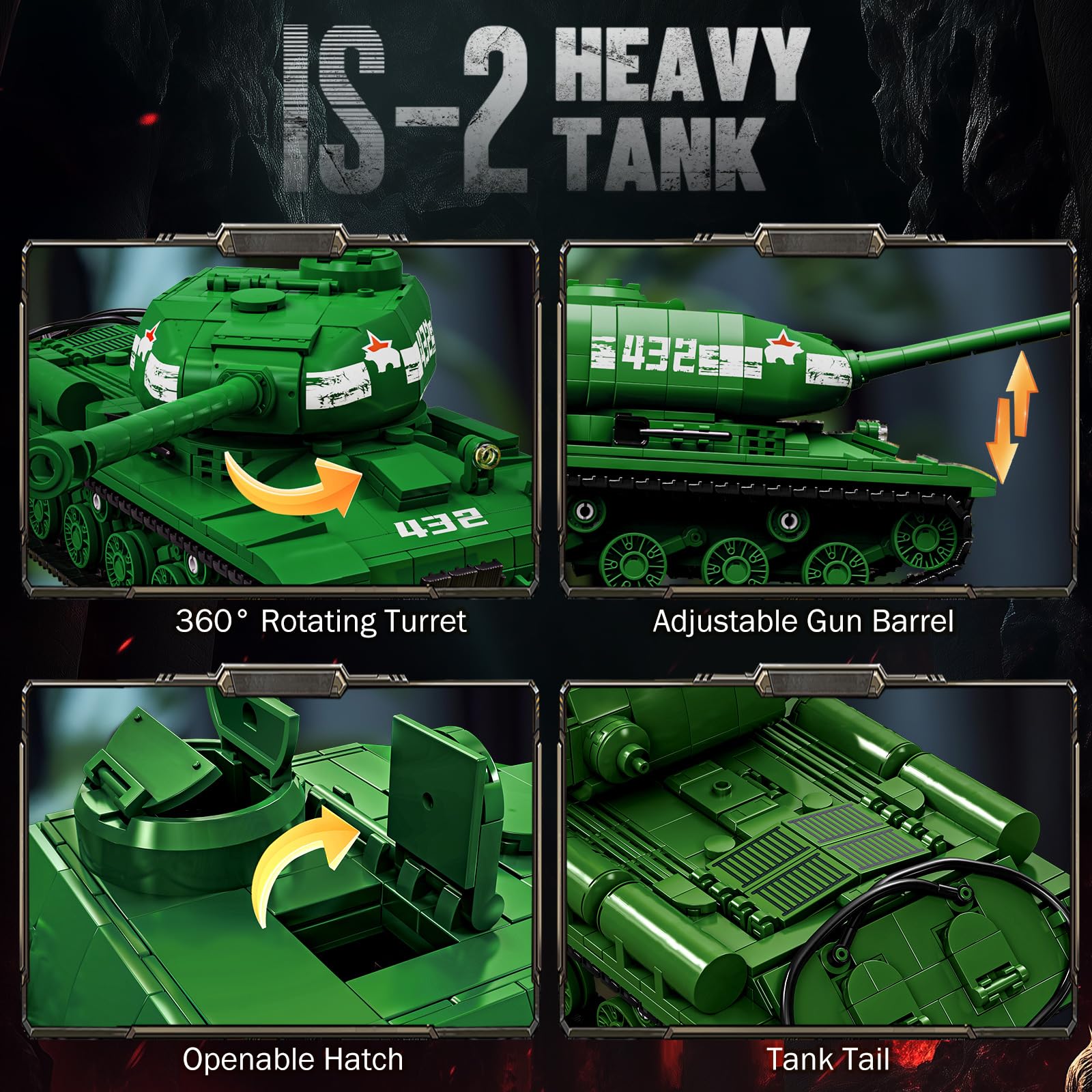 Brihappen Juego de bloques de construcción de tanques militares, modelo de bloques de sujeción, juguete de construcción coleccionable, regalo para adultos y niños (estilo 2)