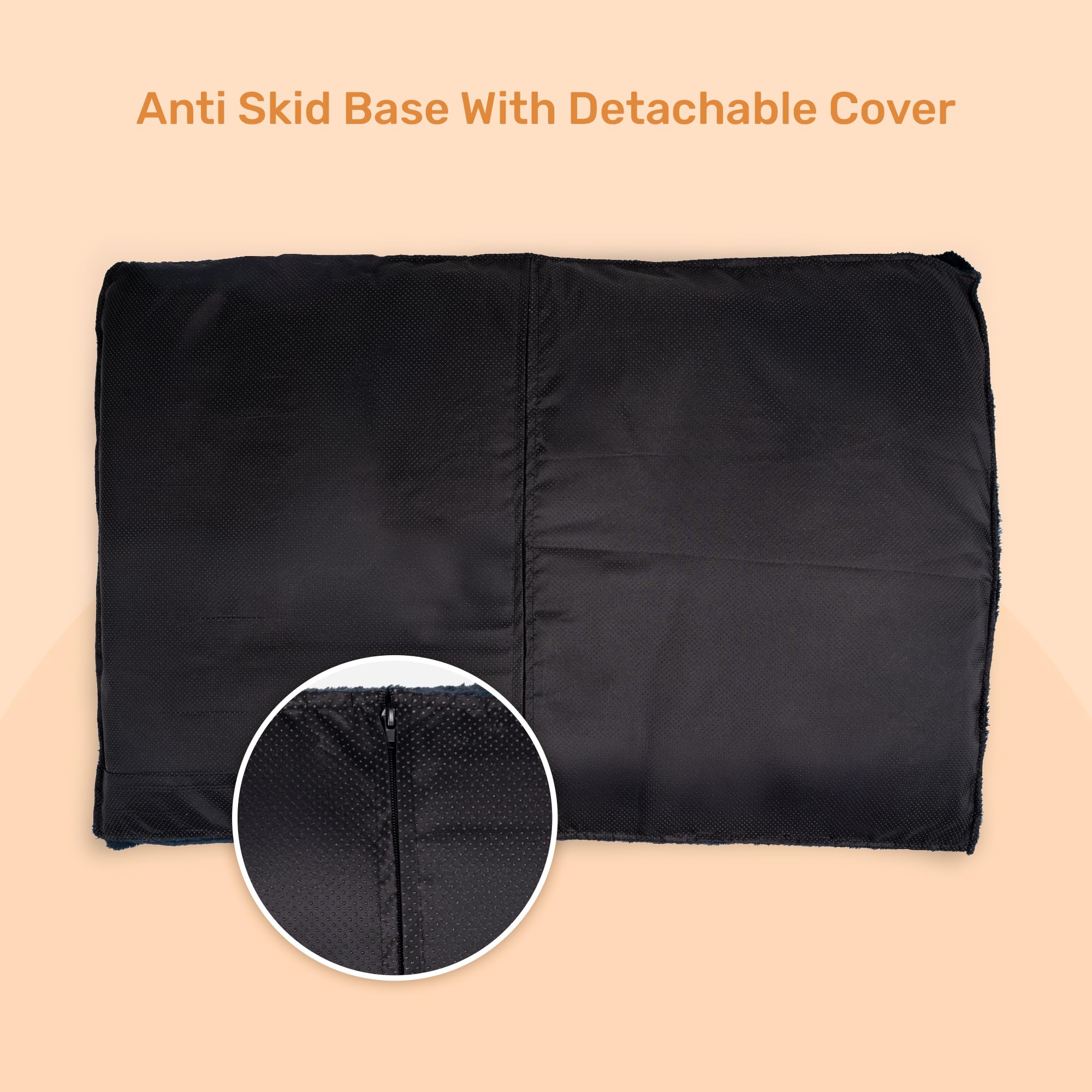 KIBBO Faux Fur Winter Flat Bed for Dogs & Cats| Detachable Cover & Anti-Skid Base with Soft Faux Fabric, Spacious & Versatile Design for Extra Comfort | Small Size Breeds (Blue) 2